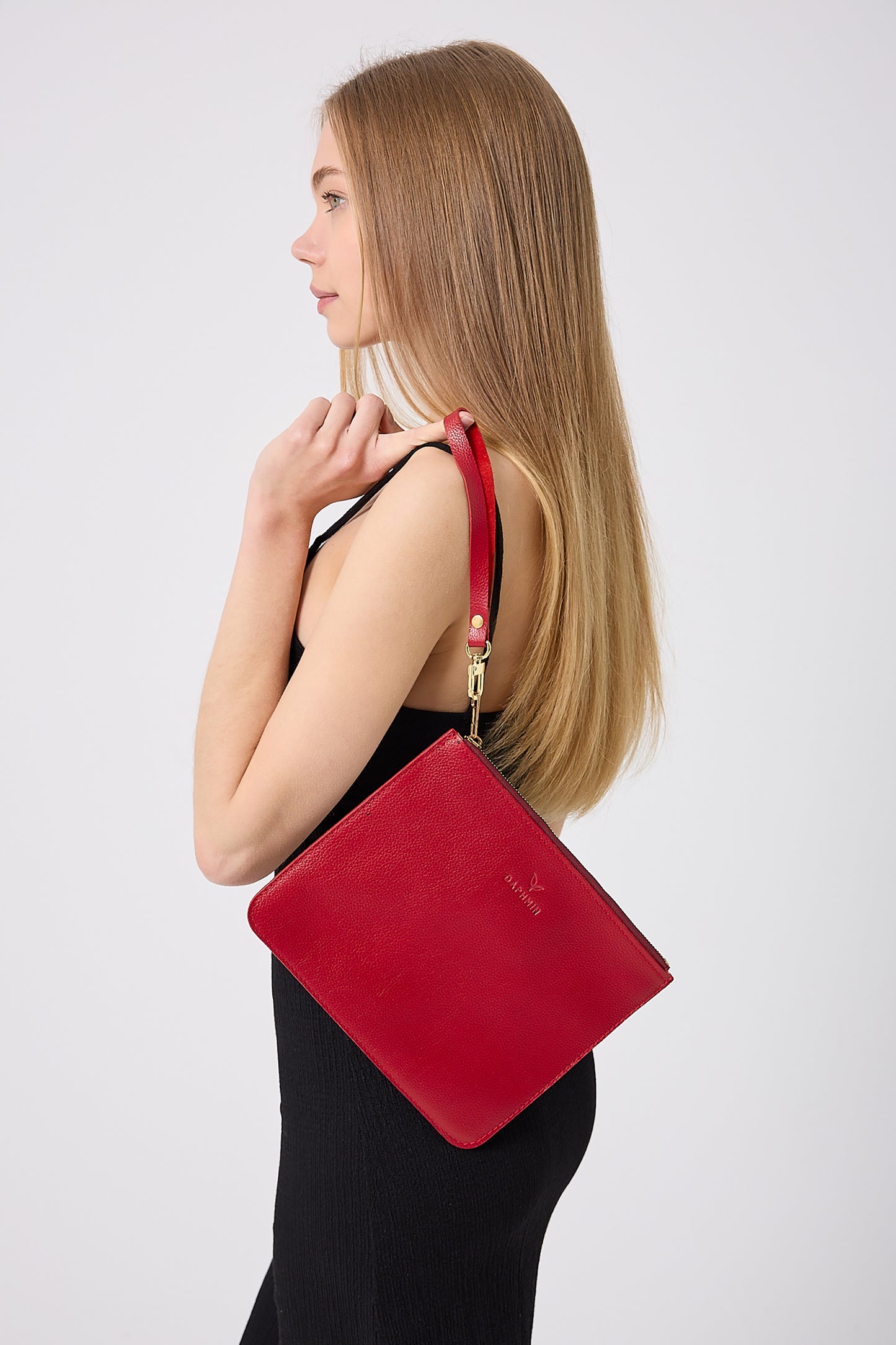 Nia Hakiki Deri Clutch Çanta - Kırmızı