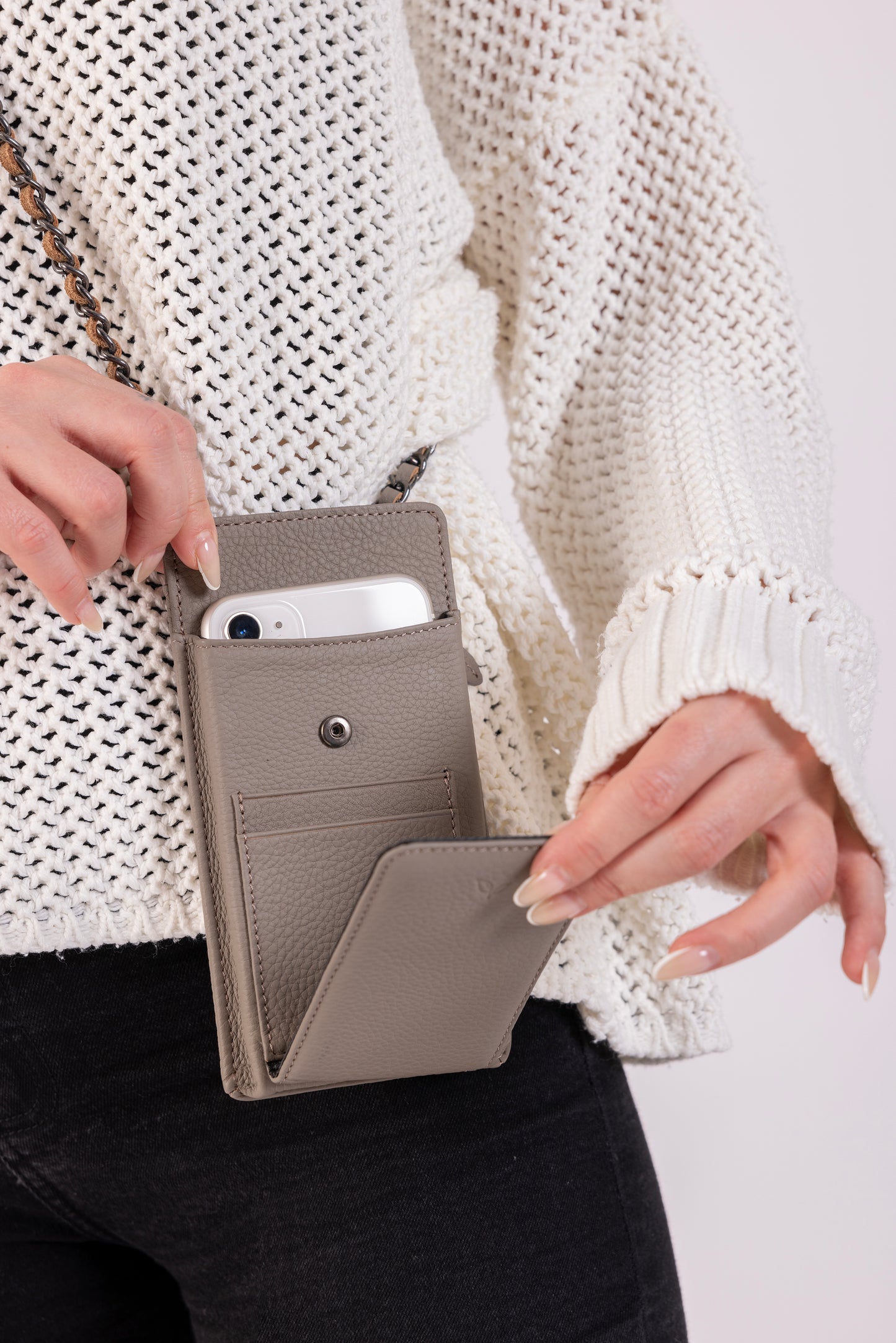 Laurel - Kadın Vizon Hakiki Deri Telefon Çantası ve Cüzdan