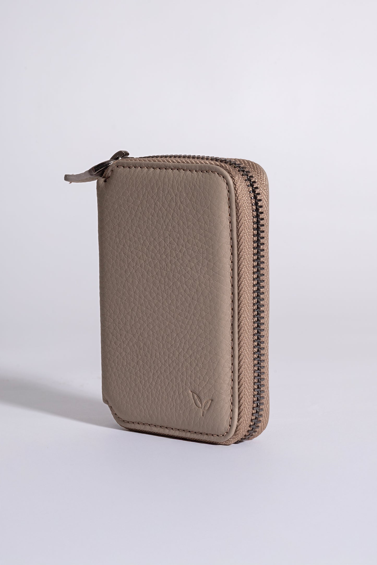 Zeas - Unisex Vizon Zip Around Hakiki Deri Cüzdan
