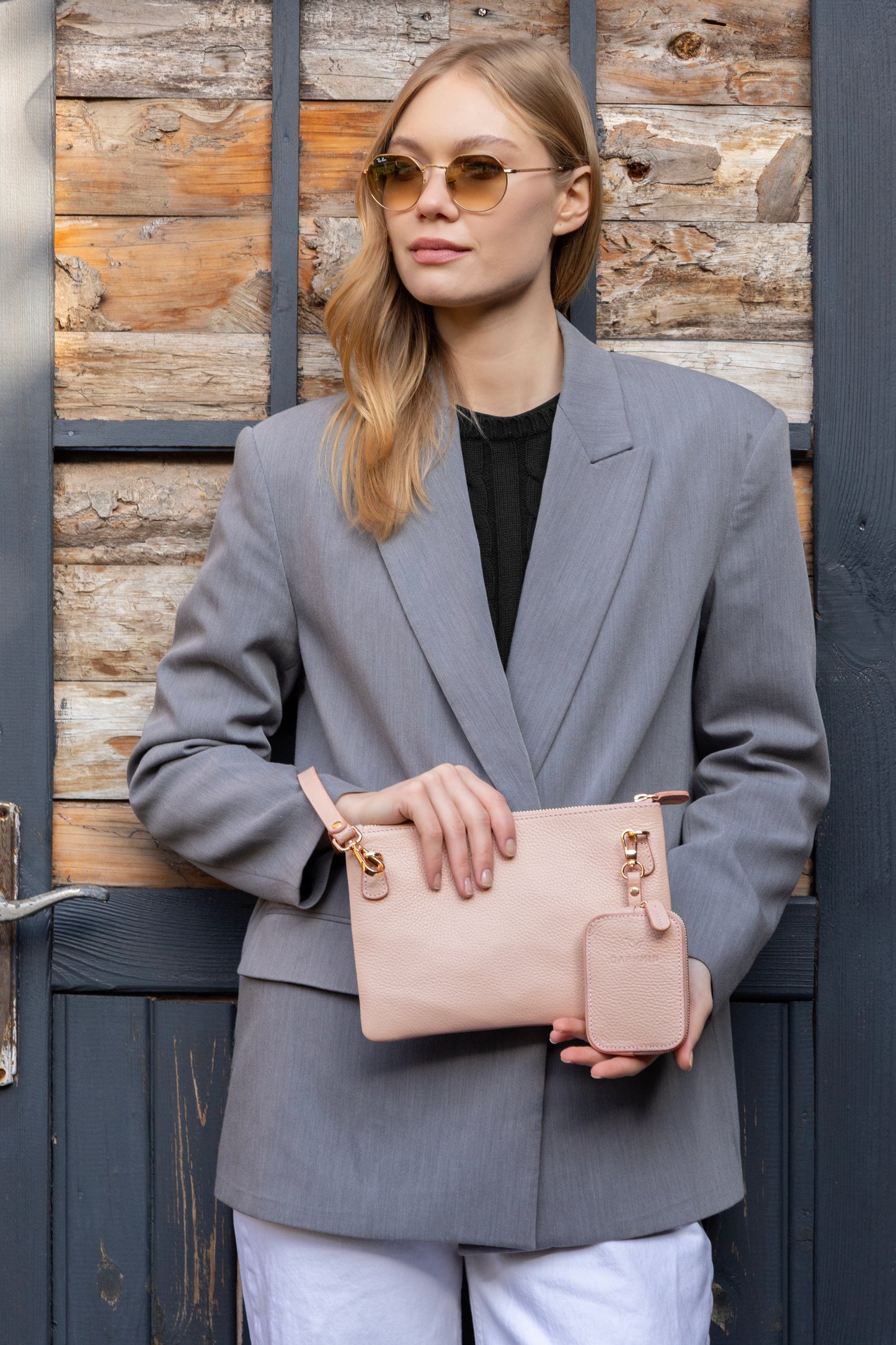 Carry Clutch - Kadın Hakiki Deri Omuz Askılı Pudra Portföy/Çapraz Çanta