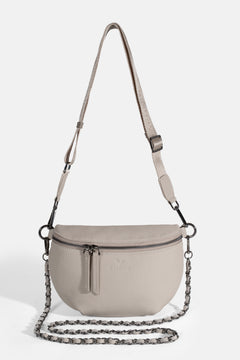 Genuine Leather Crossbody Bag with Two Straps – Sand