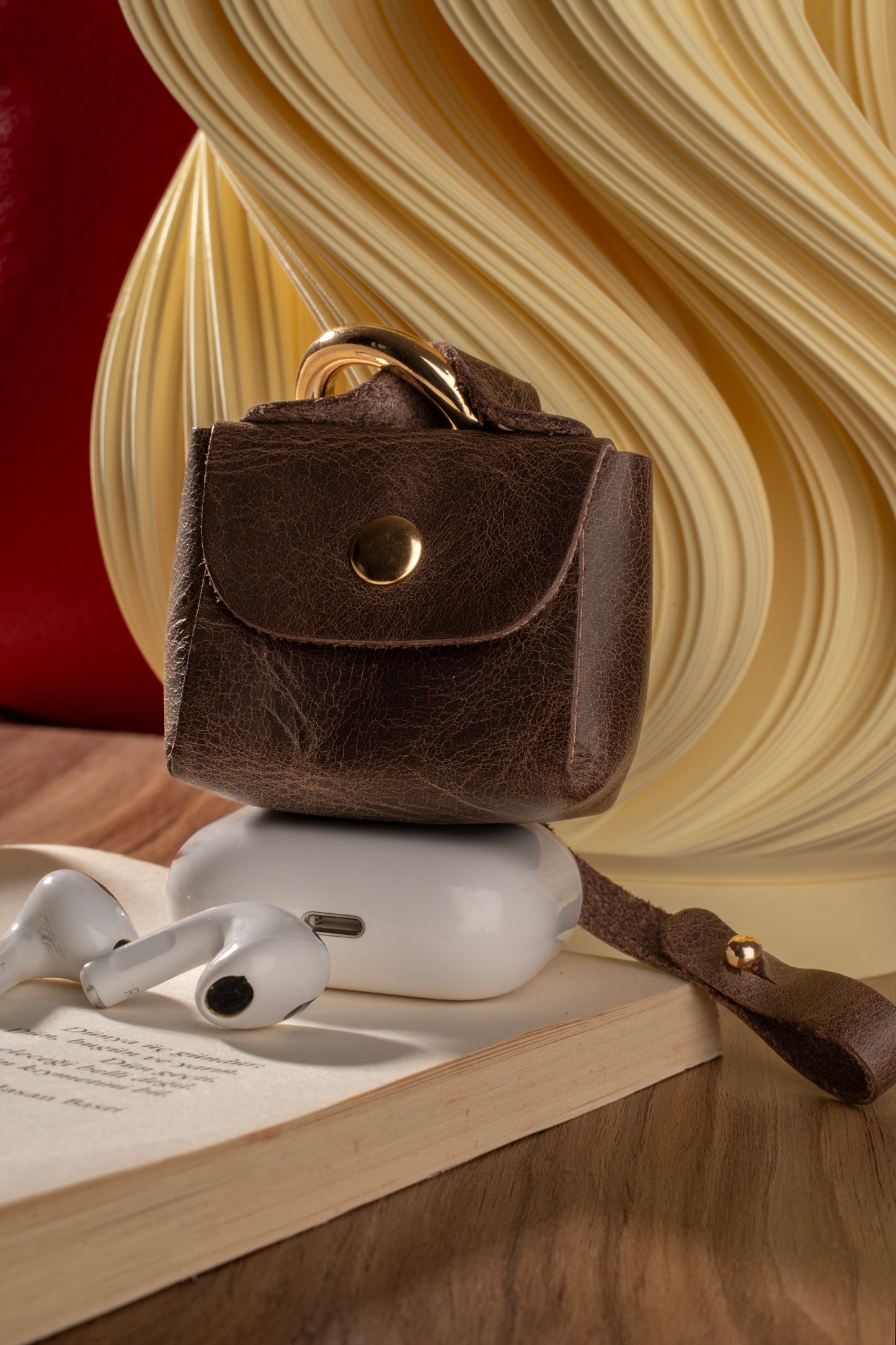 Deri AirPods Kılıfı - Kahverengi
