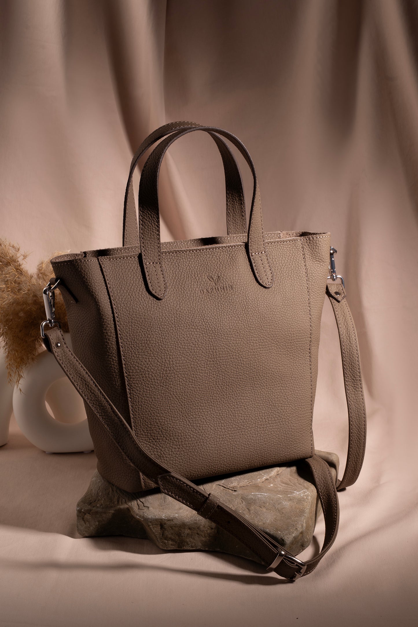 Daphne Flex Small Tote - Vizon Hakiki Deri El ve Omuz Çantası