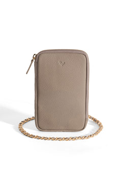 Laurel Plus - Taupe Genuine Leather Large Phone Bag