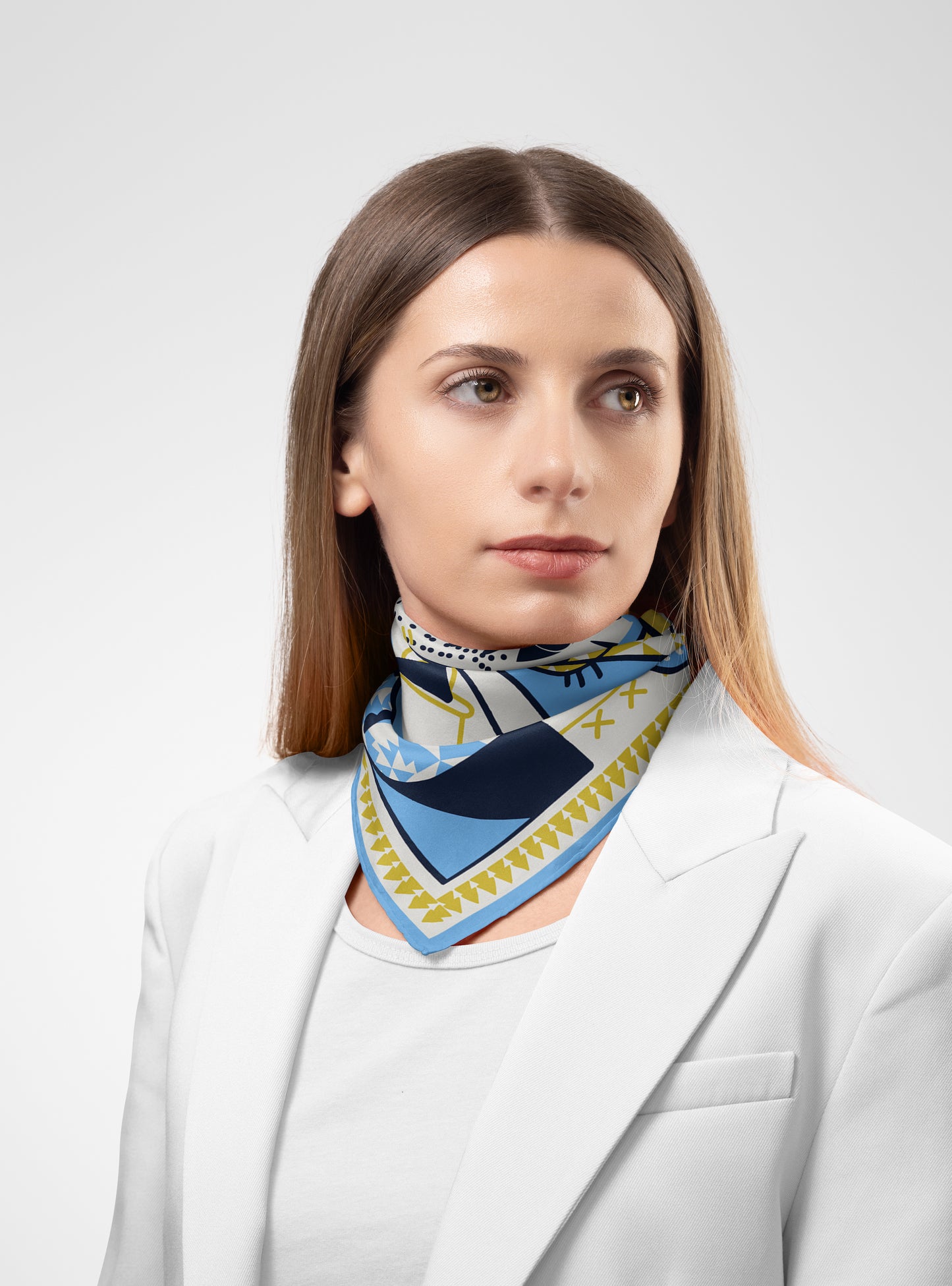 Contour Desenli İpek Fular