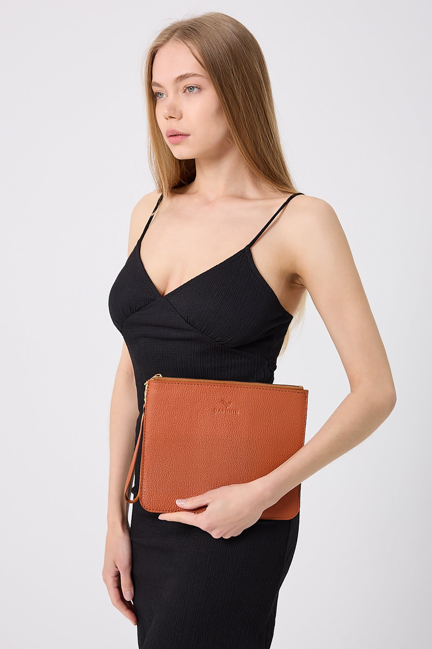 Nia Hakiki Deri Clutch Çanta - Taba