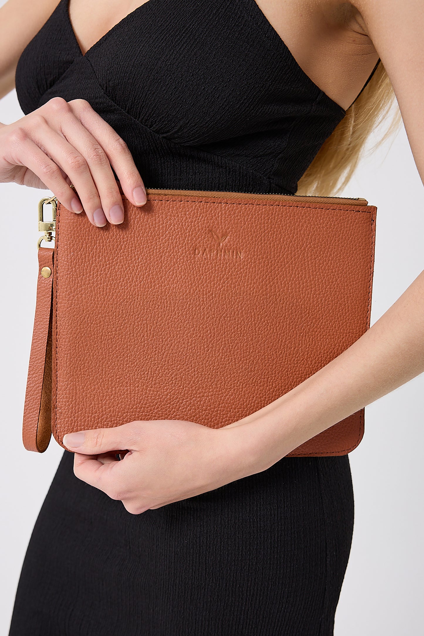 Nia Hakiki Deri Clutch Çanta - Taba