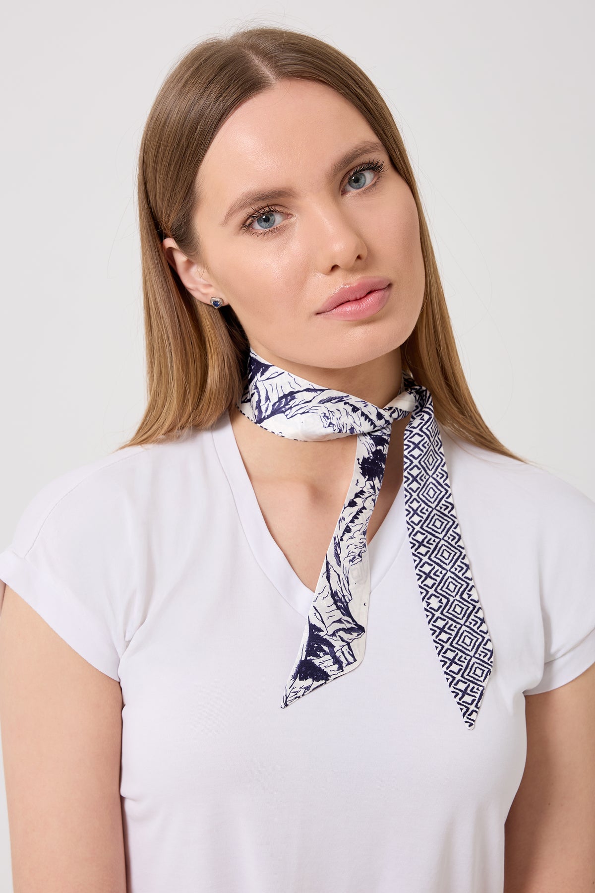 Montagne Double-Sided Slim Silk Scarf, image 2