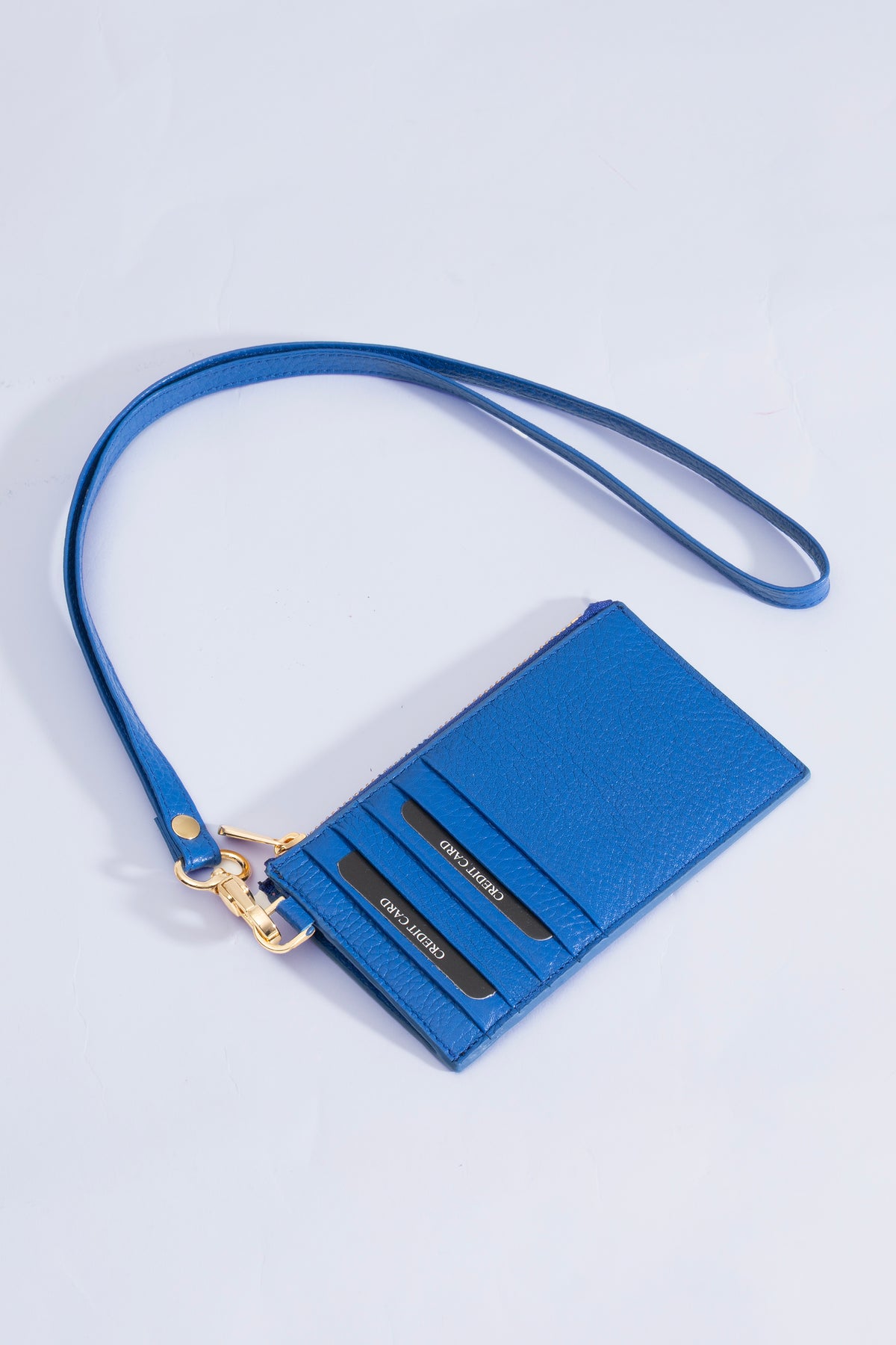 Mira Card Holder with Strap Blue