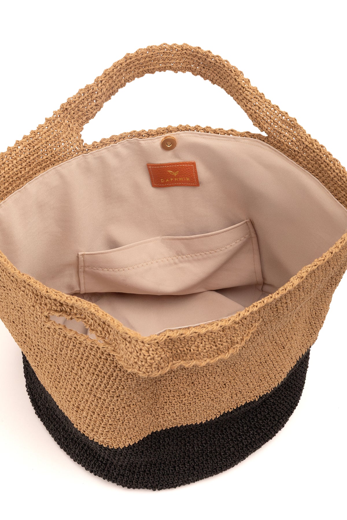 Straw-Look Sack Bag – Natural & Black, image 4