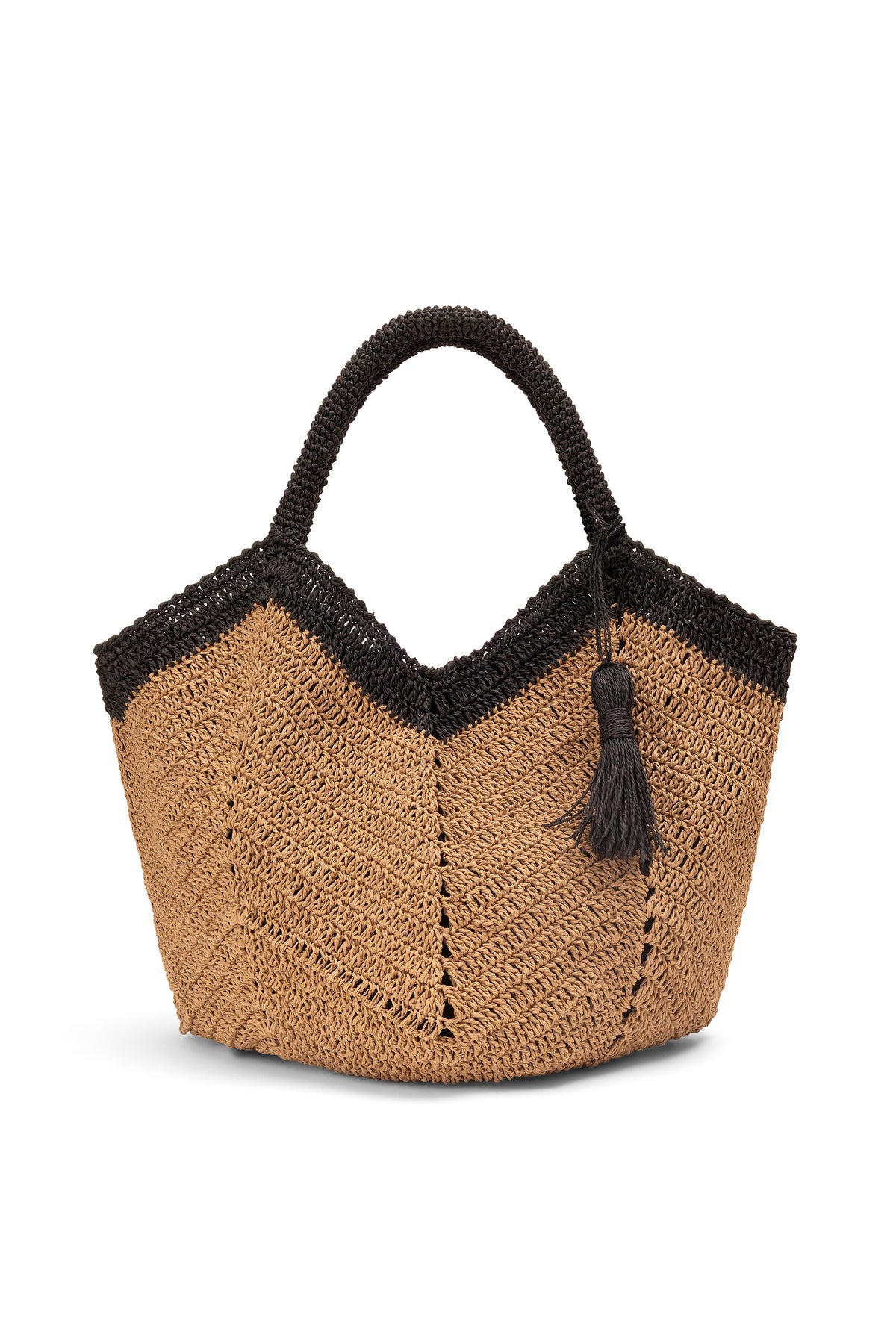 Straw-Look Tasselled Shoulder Bag – Natural