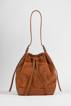 Sorella Suede Bucket – Women's Tan Suede Shoulder Bag