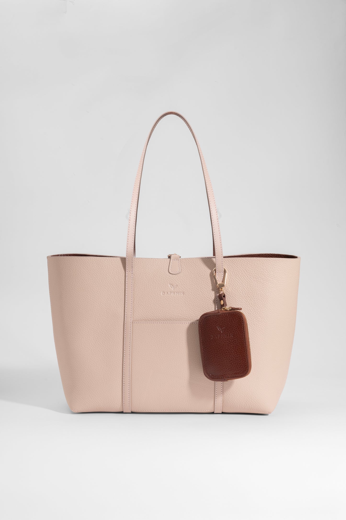 Duo Kadın Hakiki Deri Reversible Çift Taraflı Tote Çanta Pudra & Taba