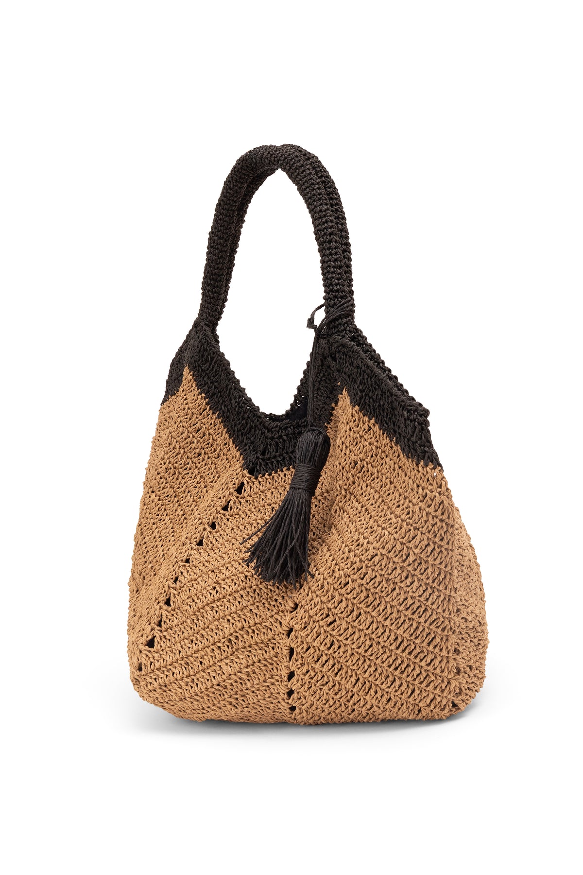 Straw-Look Tasselled Shoulder Bag – Natural, image 3