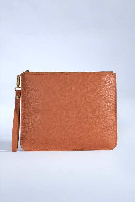 Nia Hakiki Deri Clutch Çanta - Taba