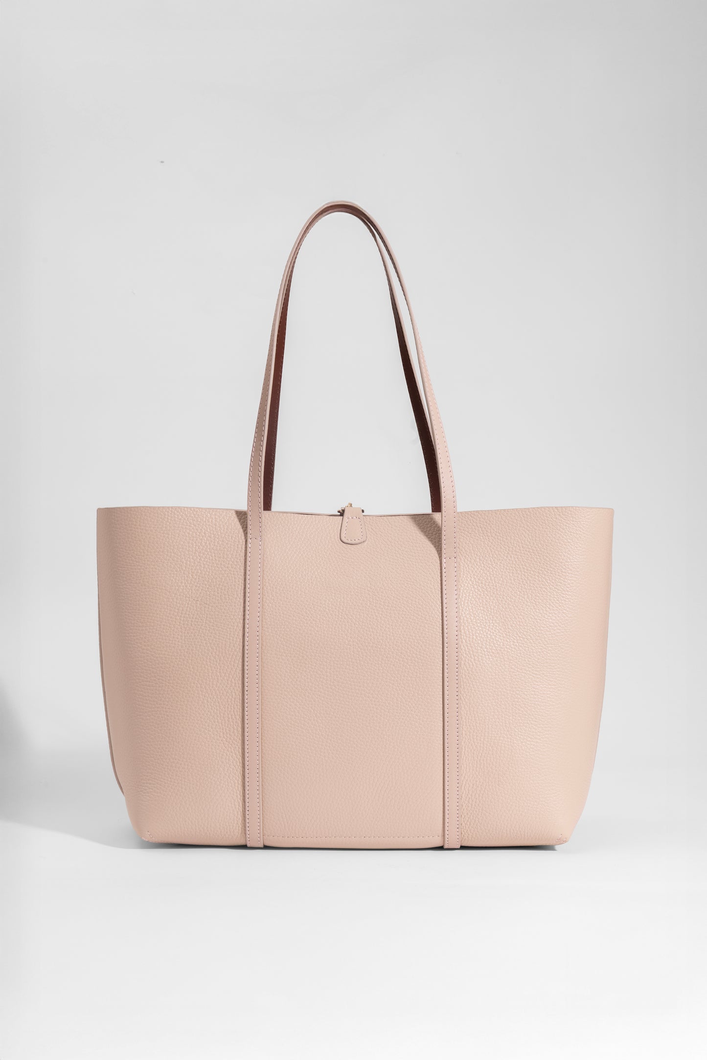 Duo Kadın Hakiki Deri Reversible Çift Taraflı Tote Çanta Pudra & Taba
