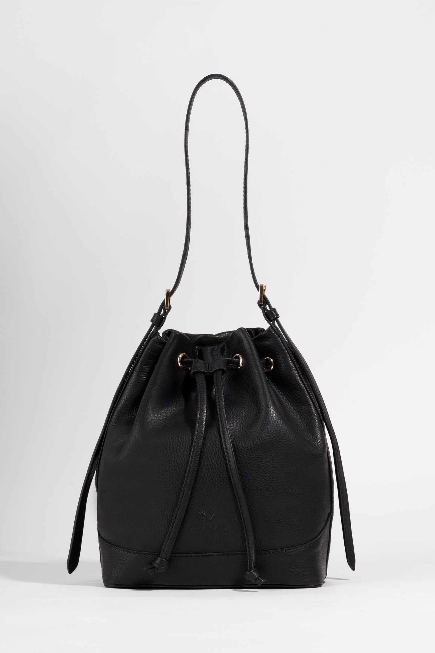 Sorella Bucket – Siyah Hakiki Deri Bucket Omuz Çantası