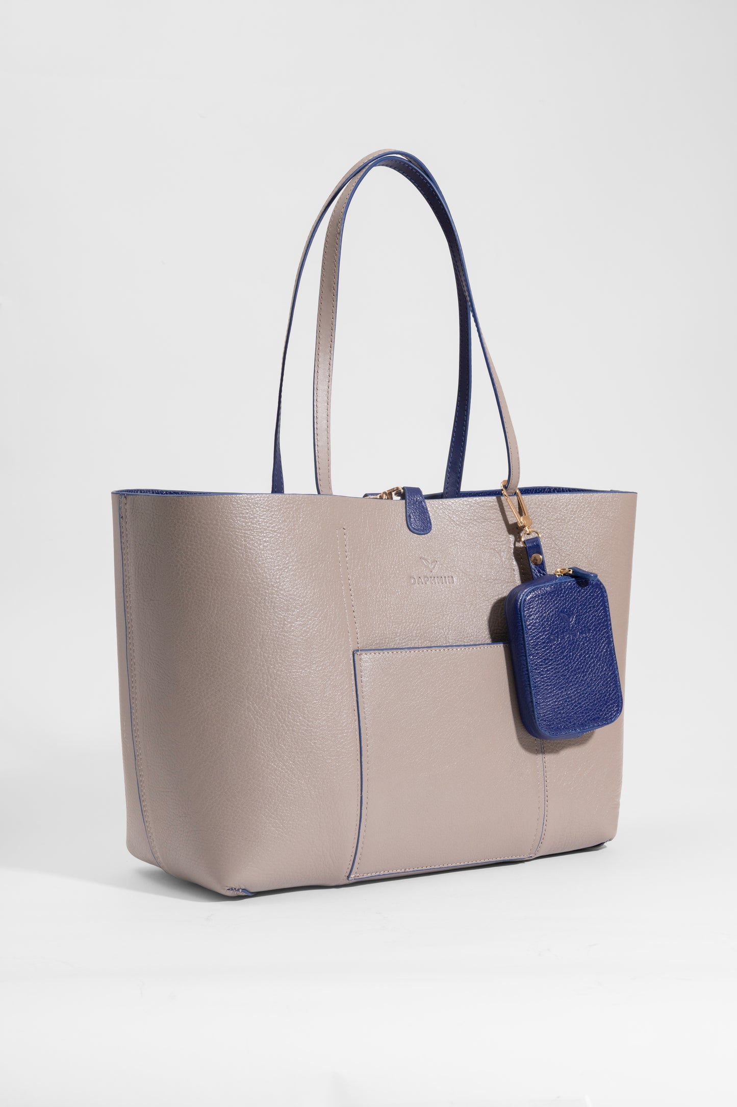 Duo Kadın Hakiki Deri Reversible Çift Taraflı Tote Çanta Vizon & Mavi