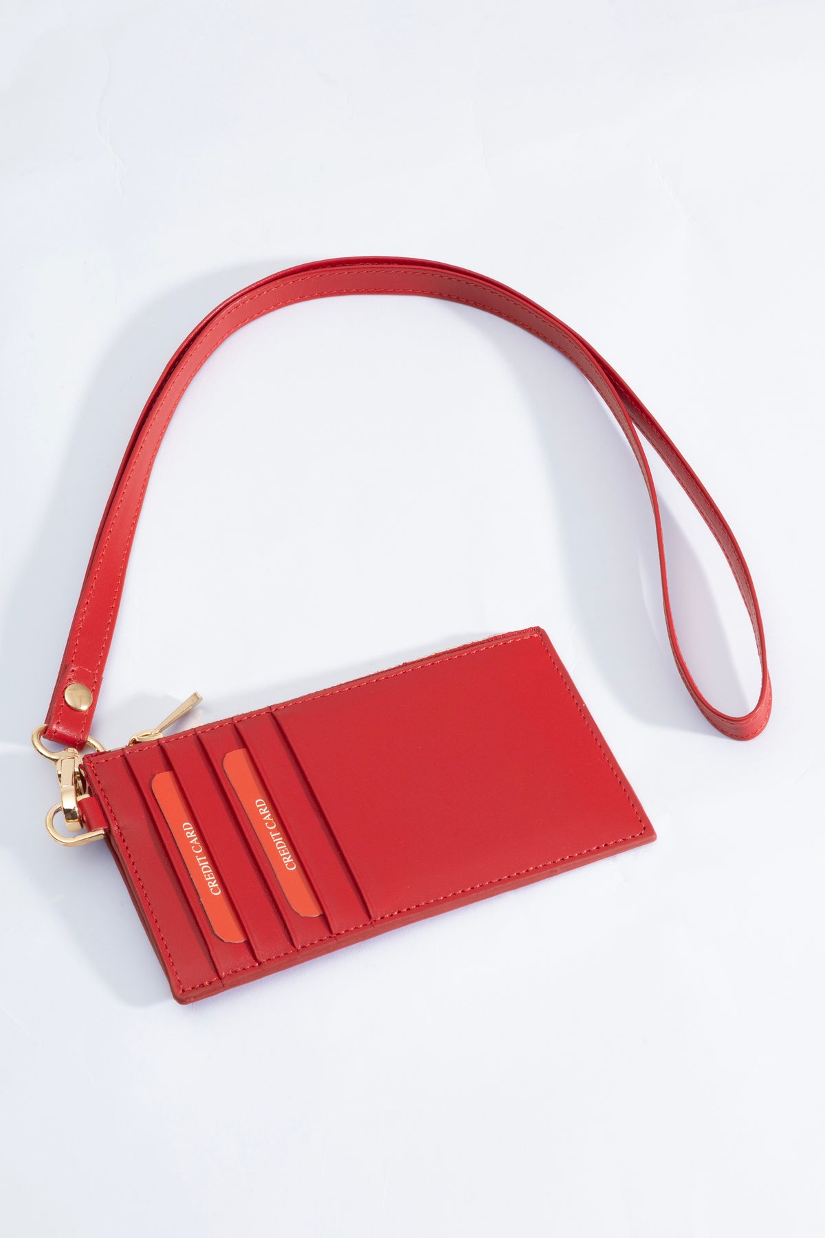 Mira Card Holder with Strap Red