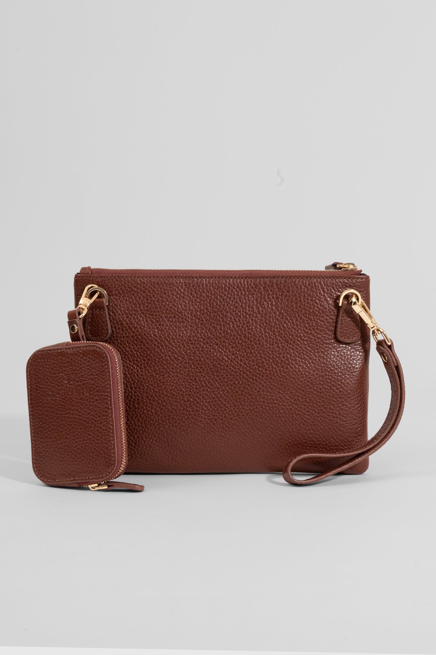 Carry Clutch - Kadın Hakiki Deri Omuz Askılı Taba Portföy/Çapraz Çanta