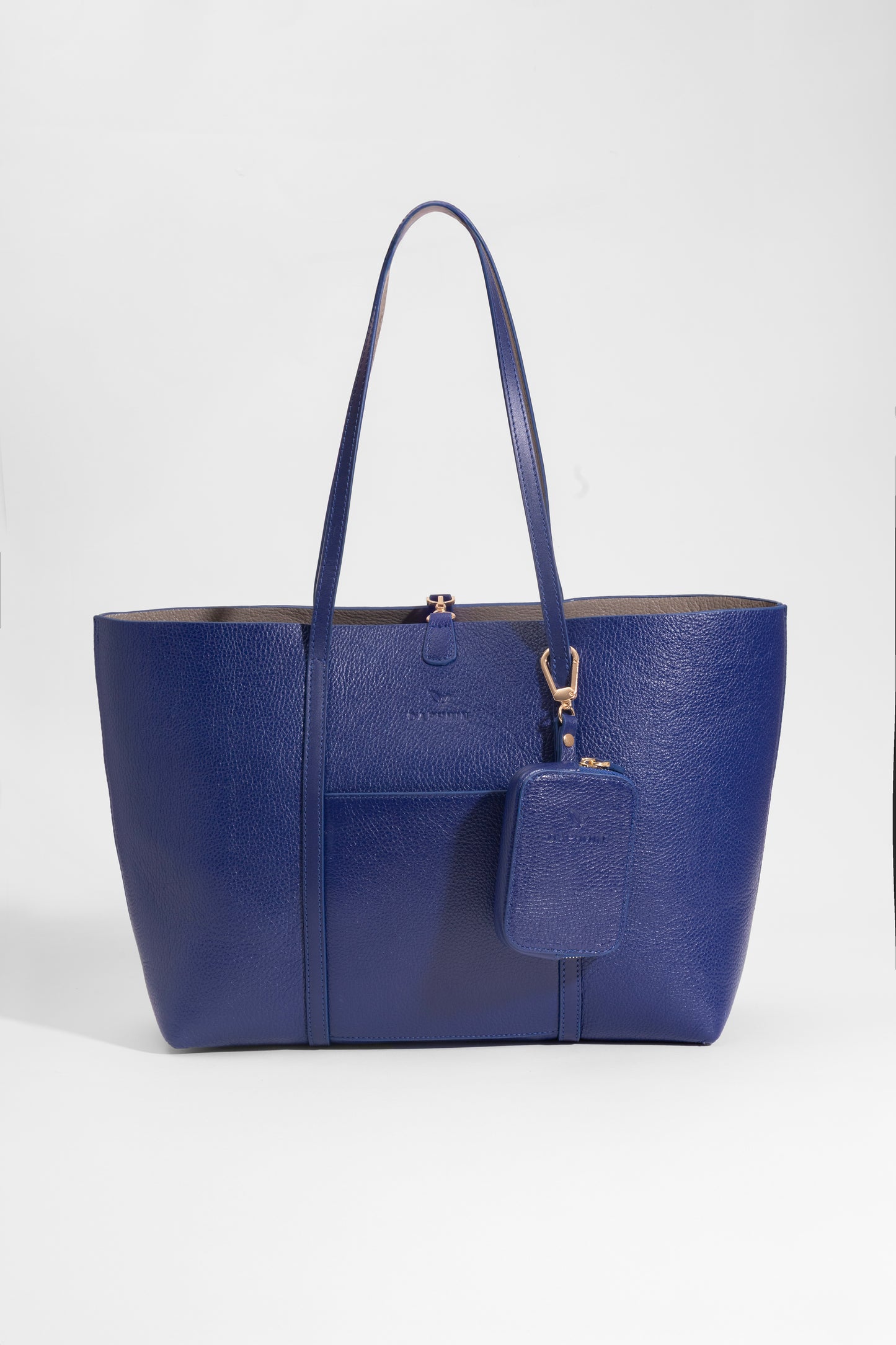 Duo Kadın Hakiki Deri Reversible Çift Taraflı Tote Çanta Vizon & Mavi