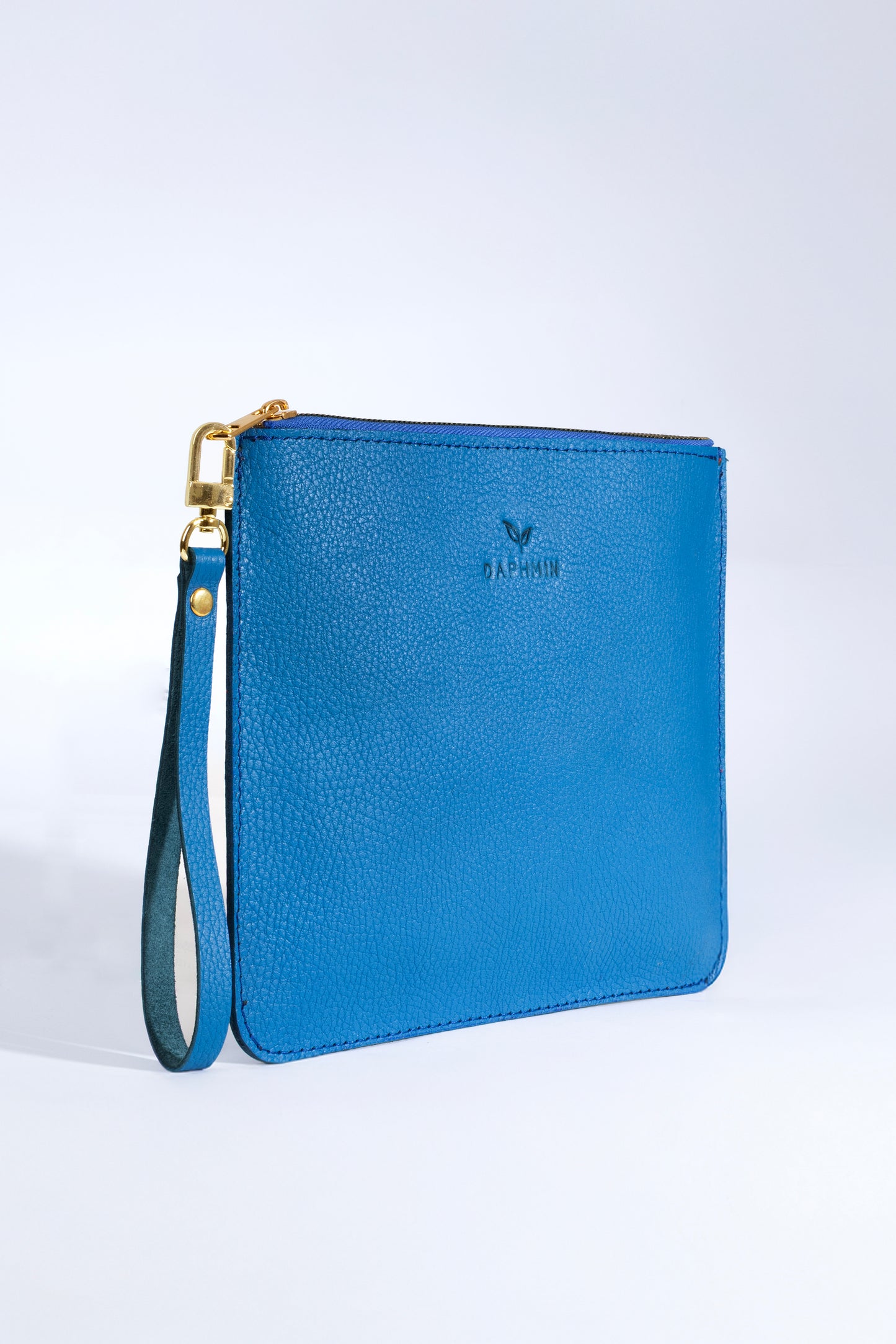 Nia Hakiki Deri Clutch Çanta - Mavi