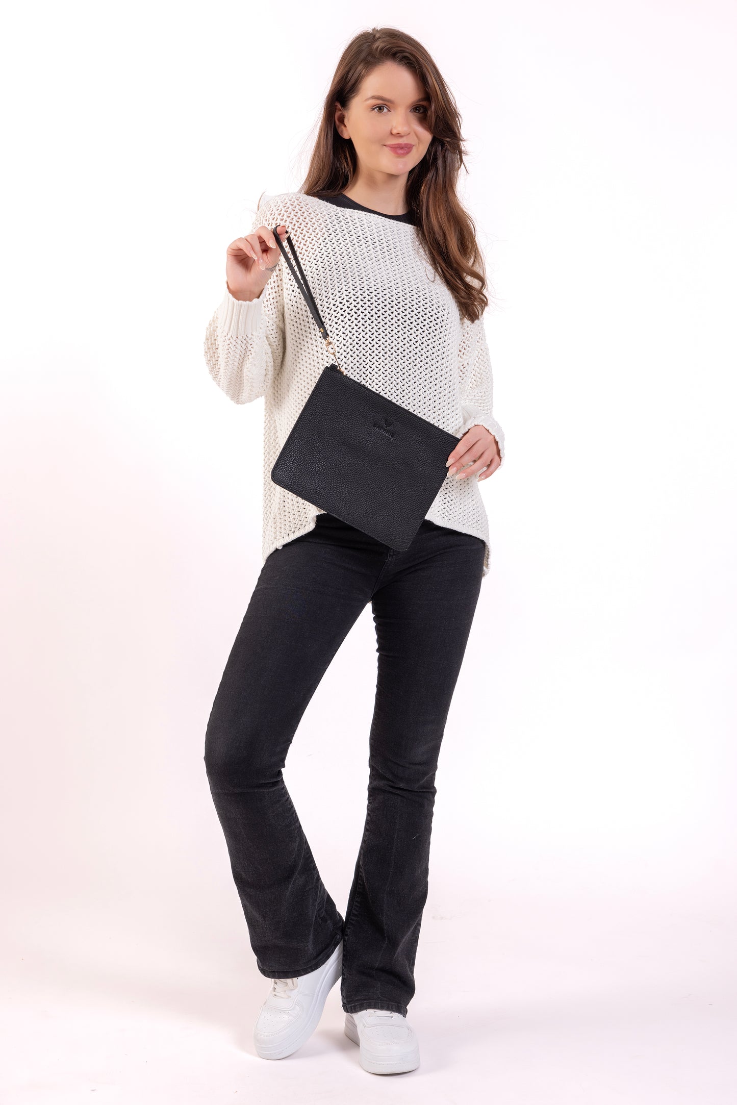Nia Hakiki Deri Clutch Çanta - Siyah