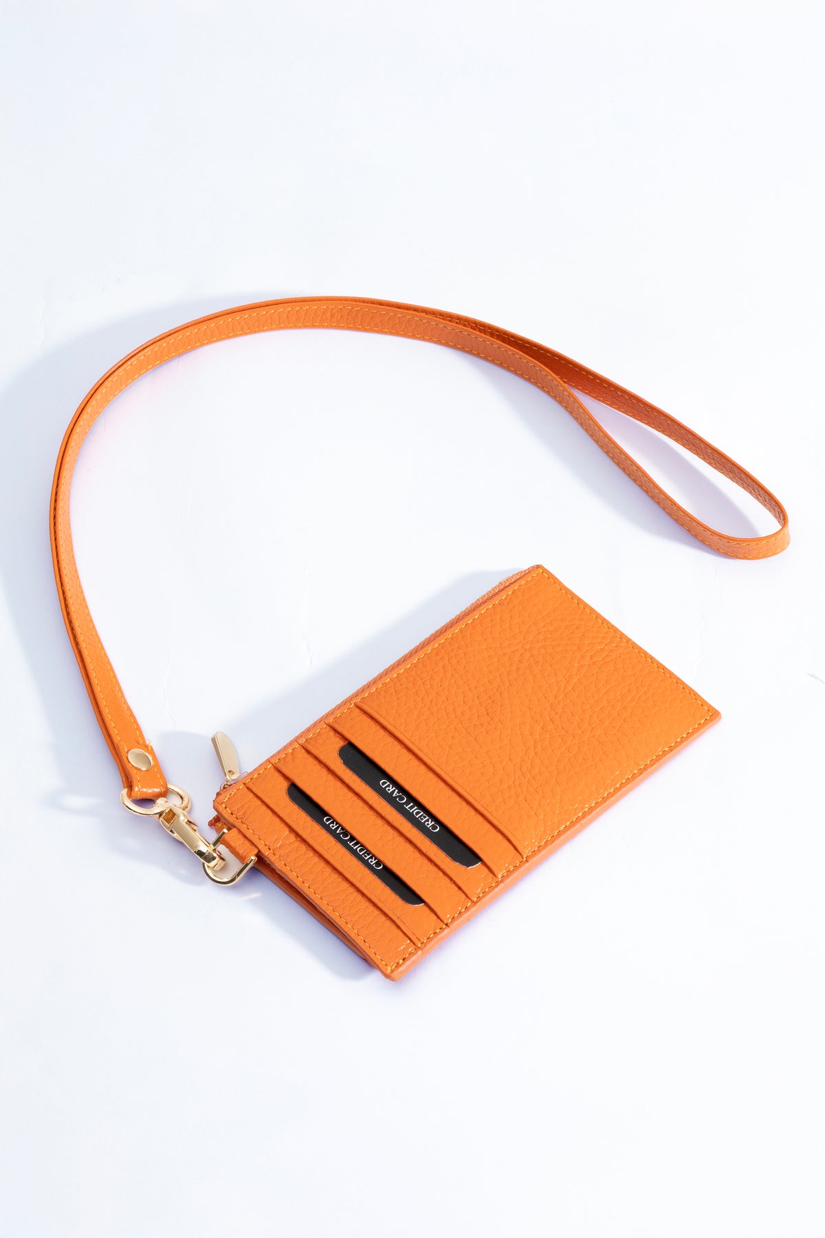 Mira Card Holder with Strap Orange