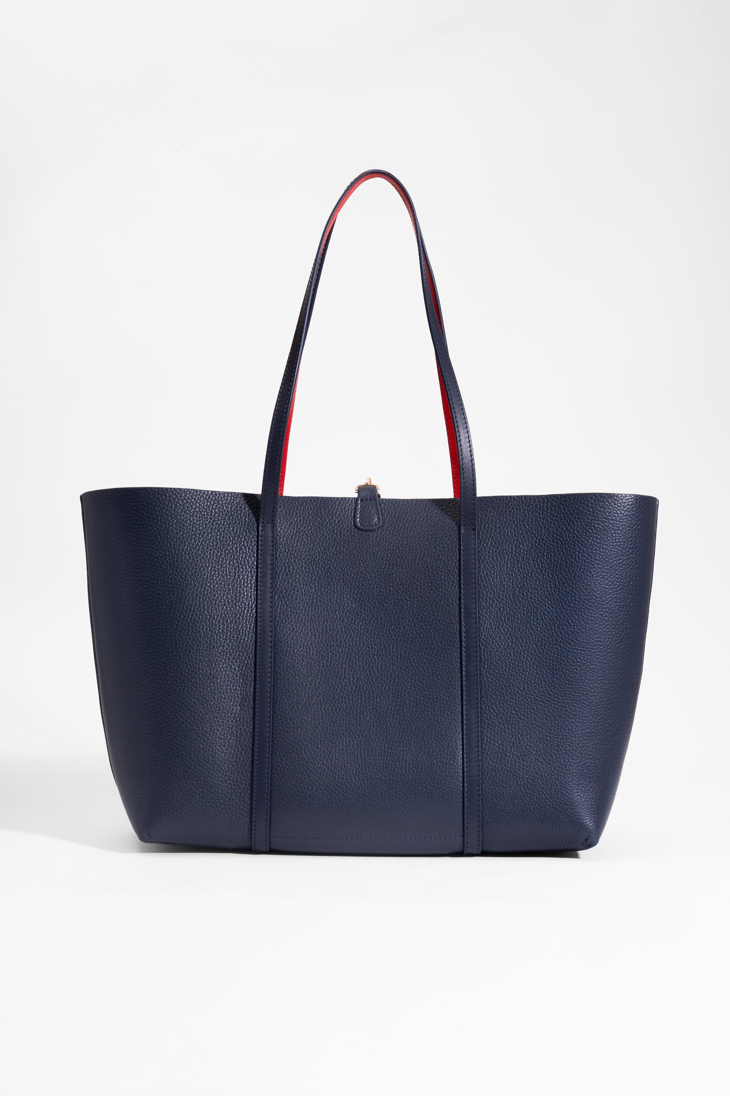 Duo Kadın Hakiki Deri Reversible Çift Taraflı Tote Çanta Lacivert & Kırmızı