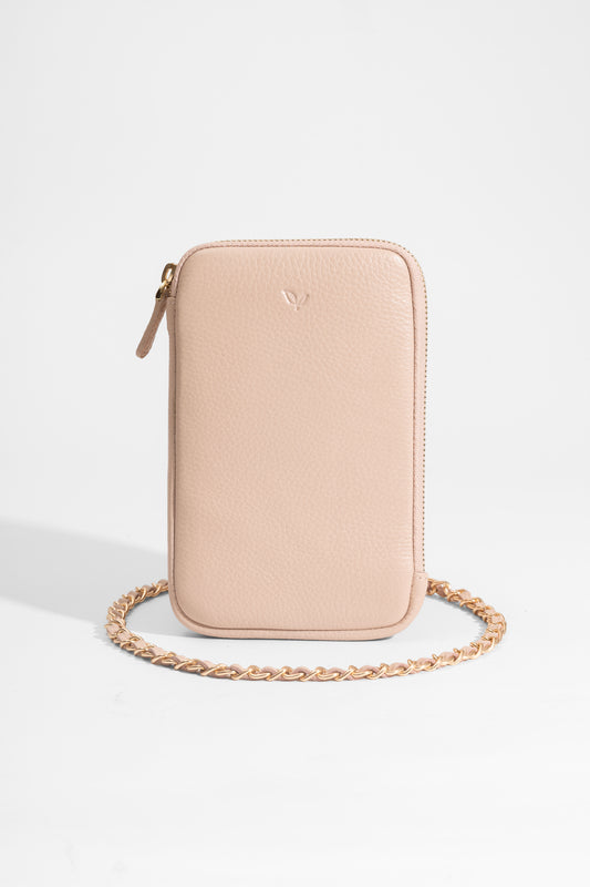 Laurel Plus - Pudra Hakiki Deri Büyük Boy Telefon Çantası