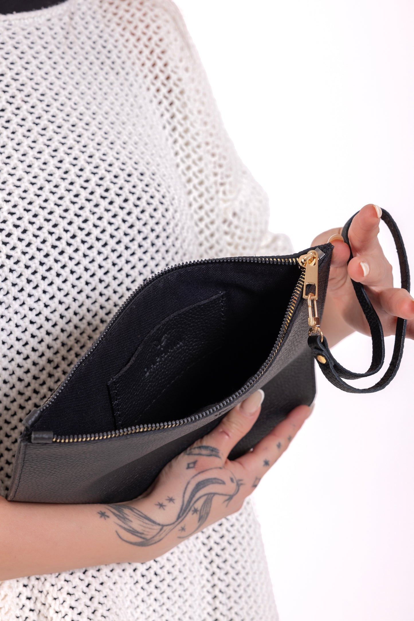 Nia Hakiki Deri Clutch Çanta - Siyah