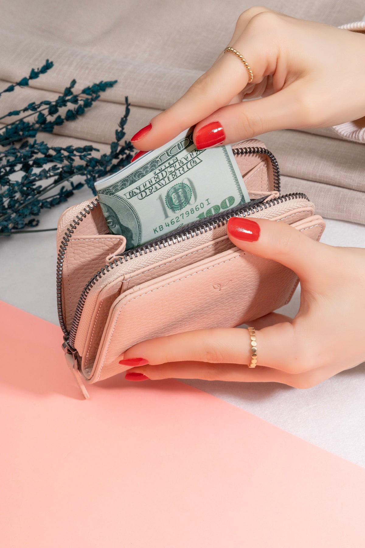 Vera Zipped Wallet – Powder Pink, image 2