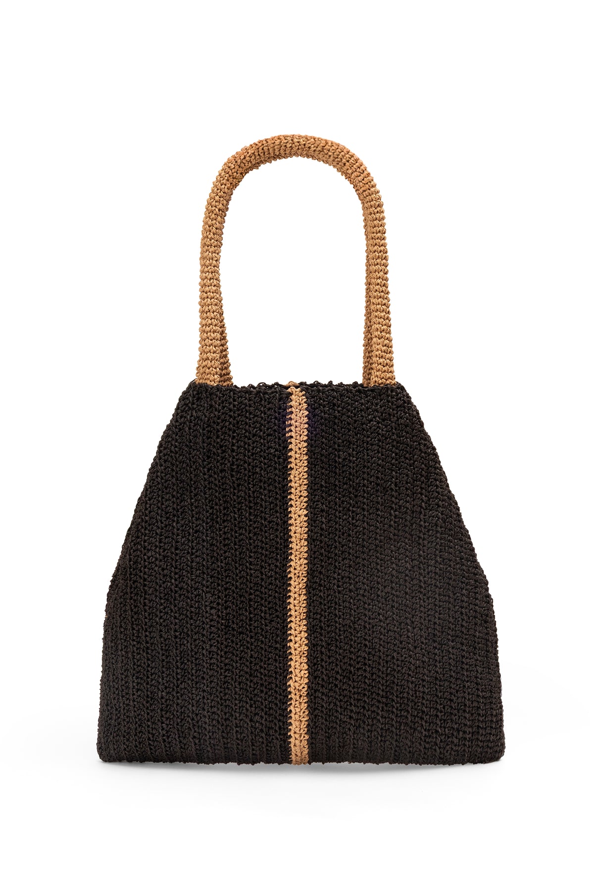 Straw-Look Convertible Shoulder Bag – Black
