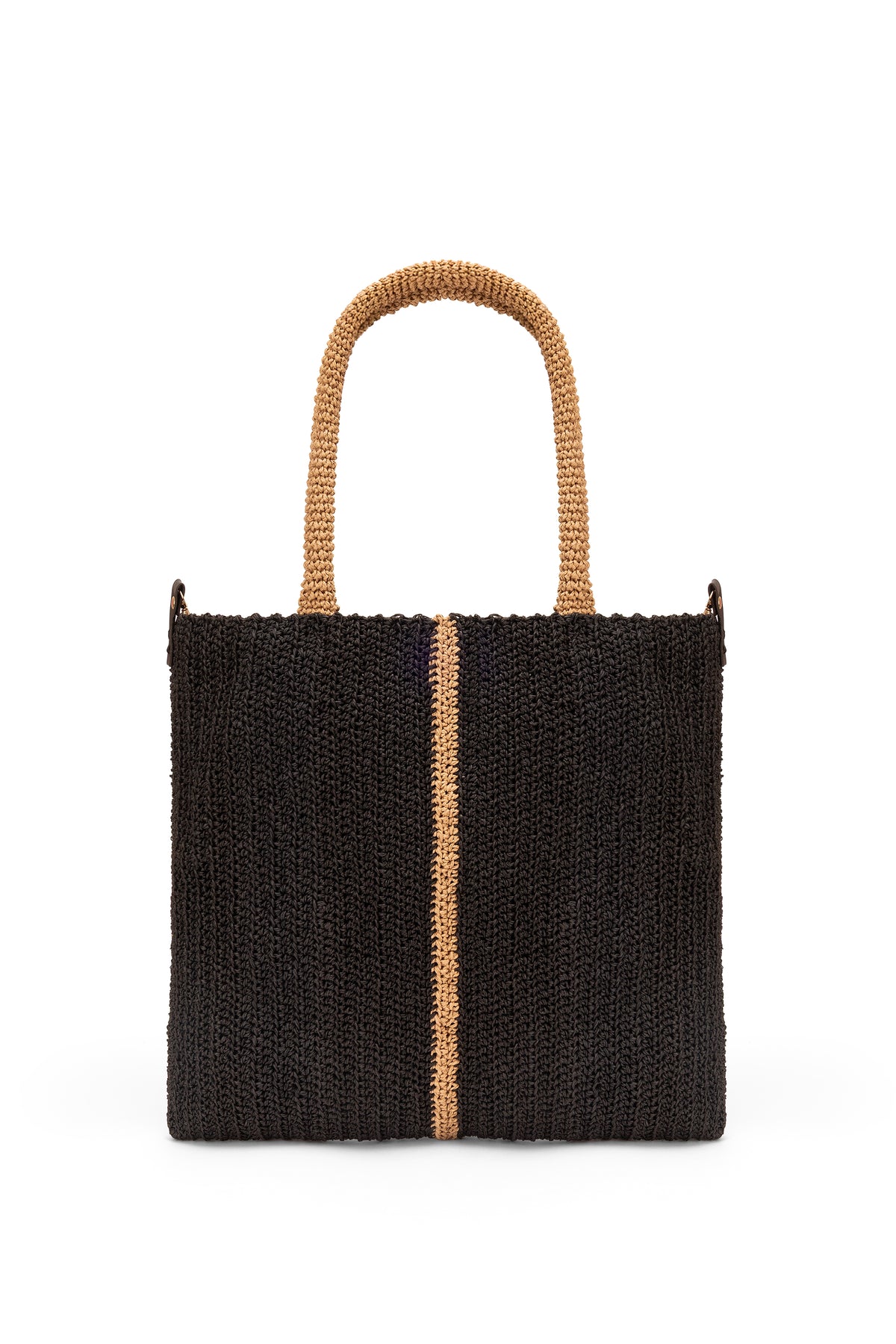 Straw-Look Convertible Shoulder Bag – Black, image 3