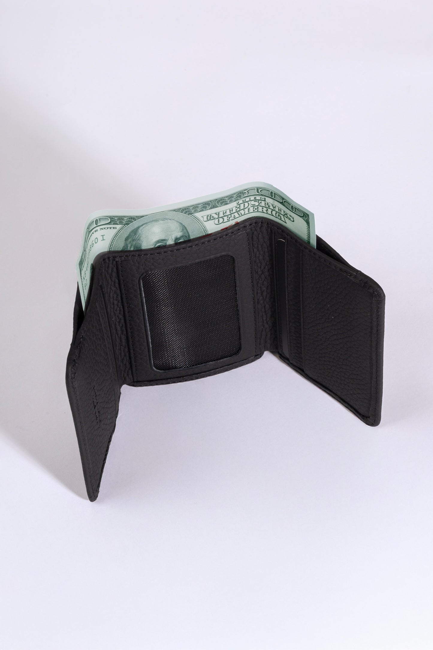 Magnus - Unisex Siyah Trifold Hakiki Deri Cüzdan