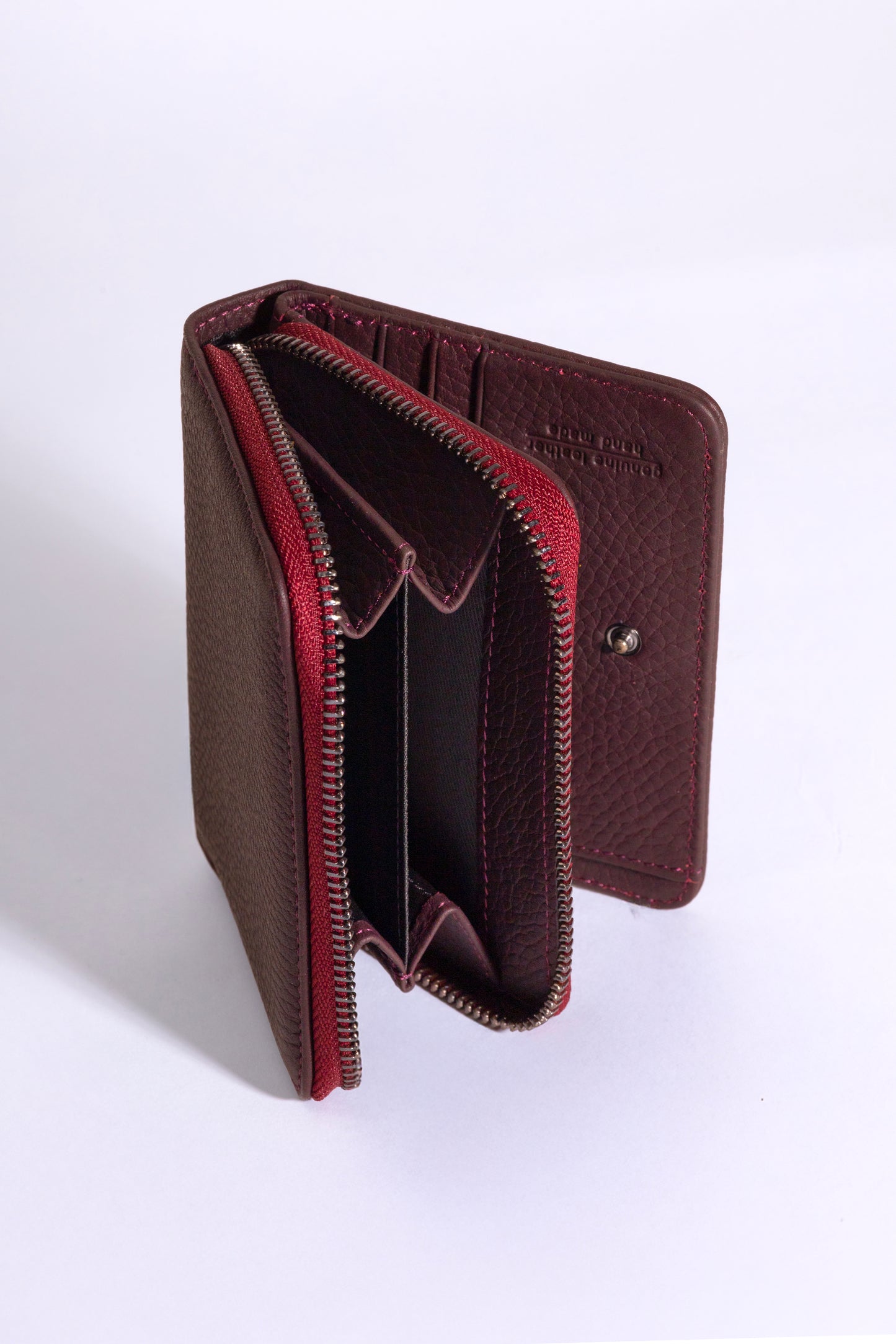 Vera - Kadın Bordo Zip Around Hakiki Deri Cüzdan