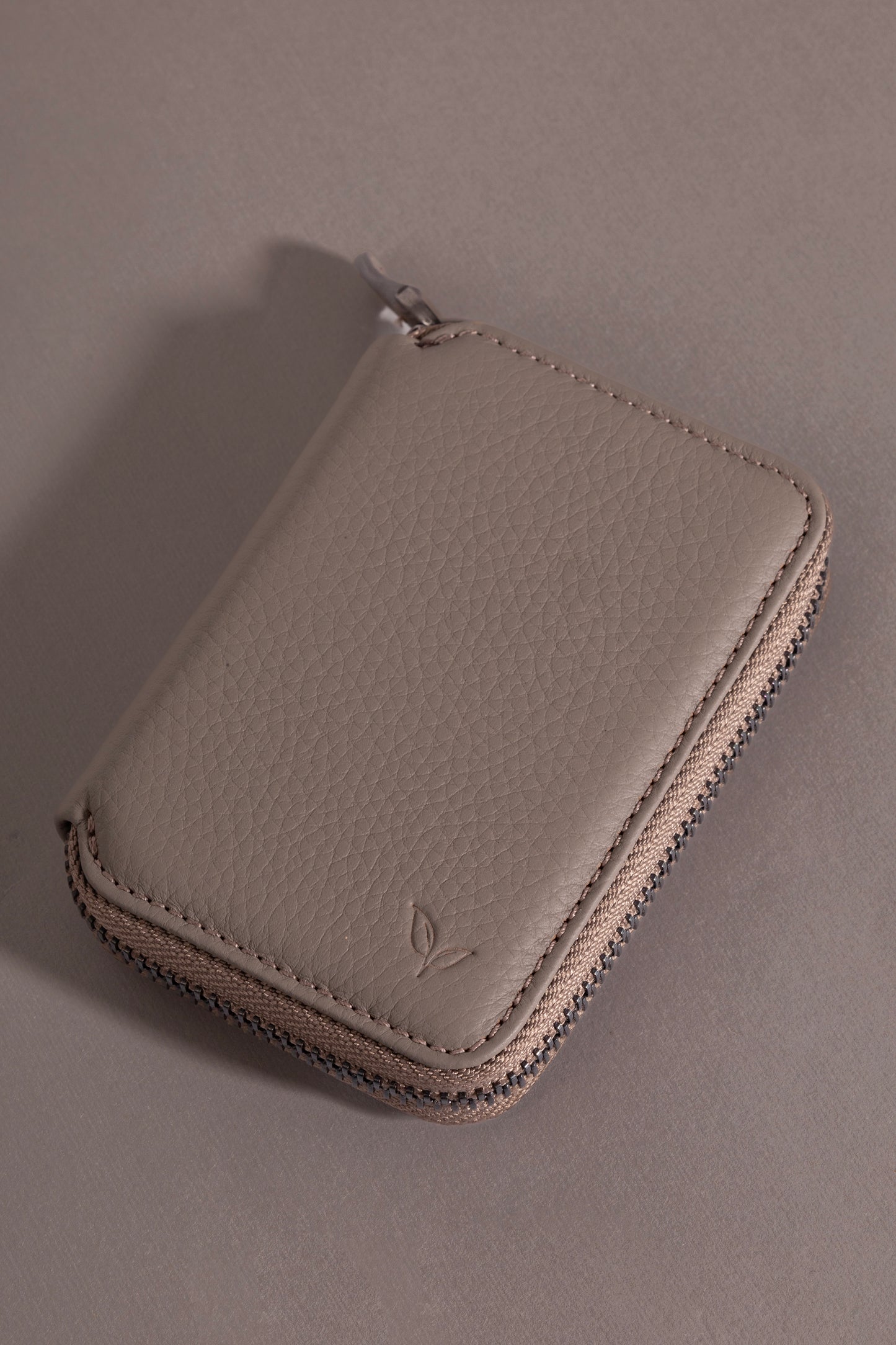 Zeas - Unisex Vizon Zip Around Hakiki Deri Cüzdan