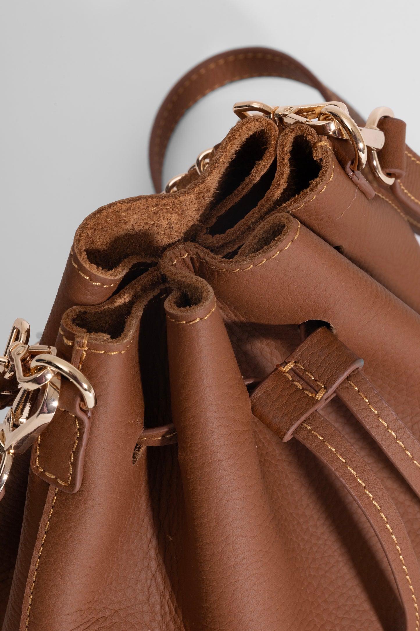 Sorellina Mini Bucket - Hakiki Deri Taba Büzgülü Çanta