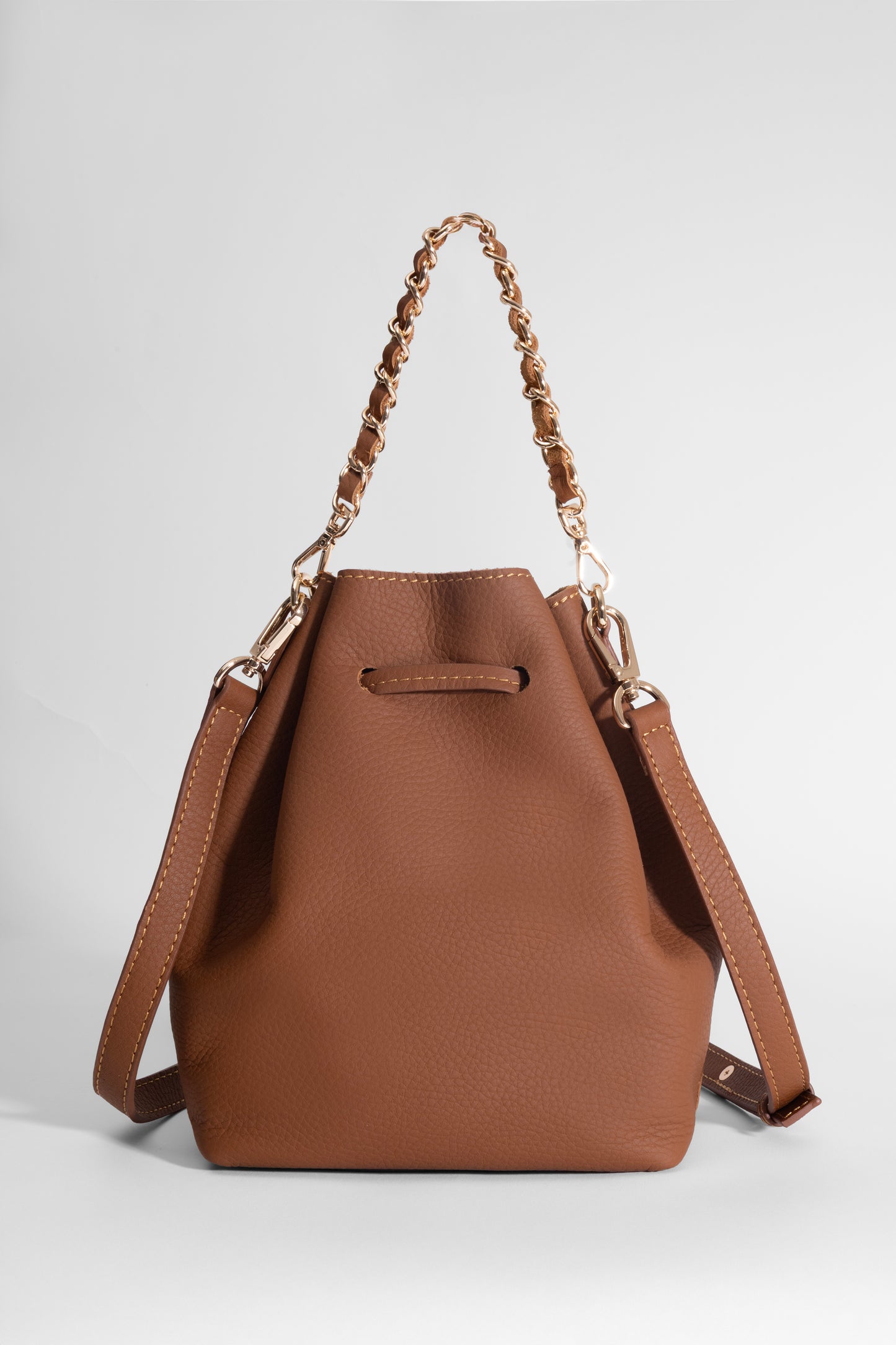 Sorellina Mini Bucket - Hakiki Deri Taba Büzgülü Çanta