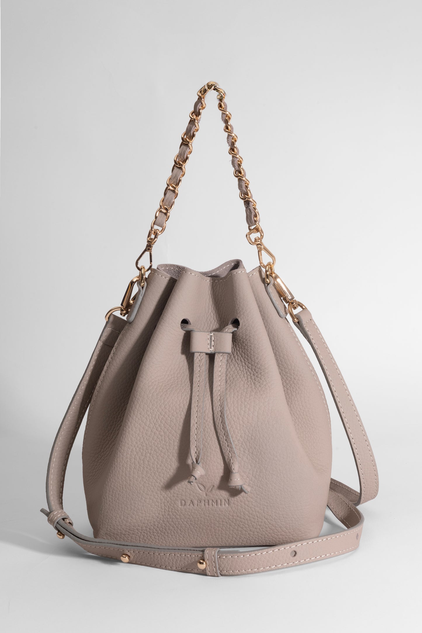 Sorellina Mini Bucket - Hakiki Deri Kum Büzgülü Çanta