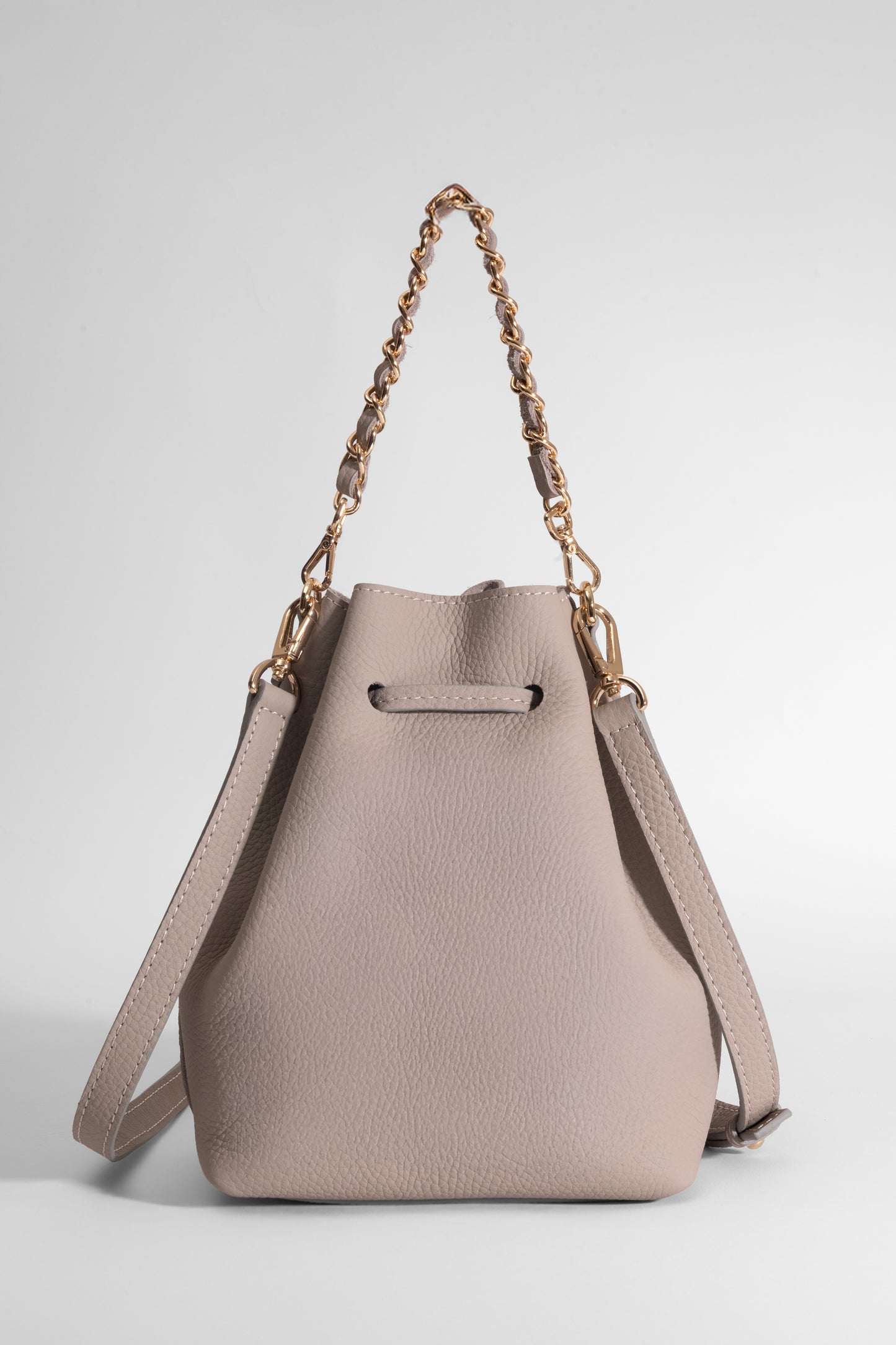 Sorellina Mini Bucket - Hakiki Deri Kum Büzgülü Çanta