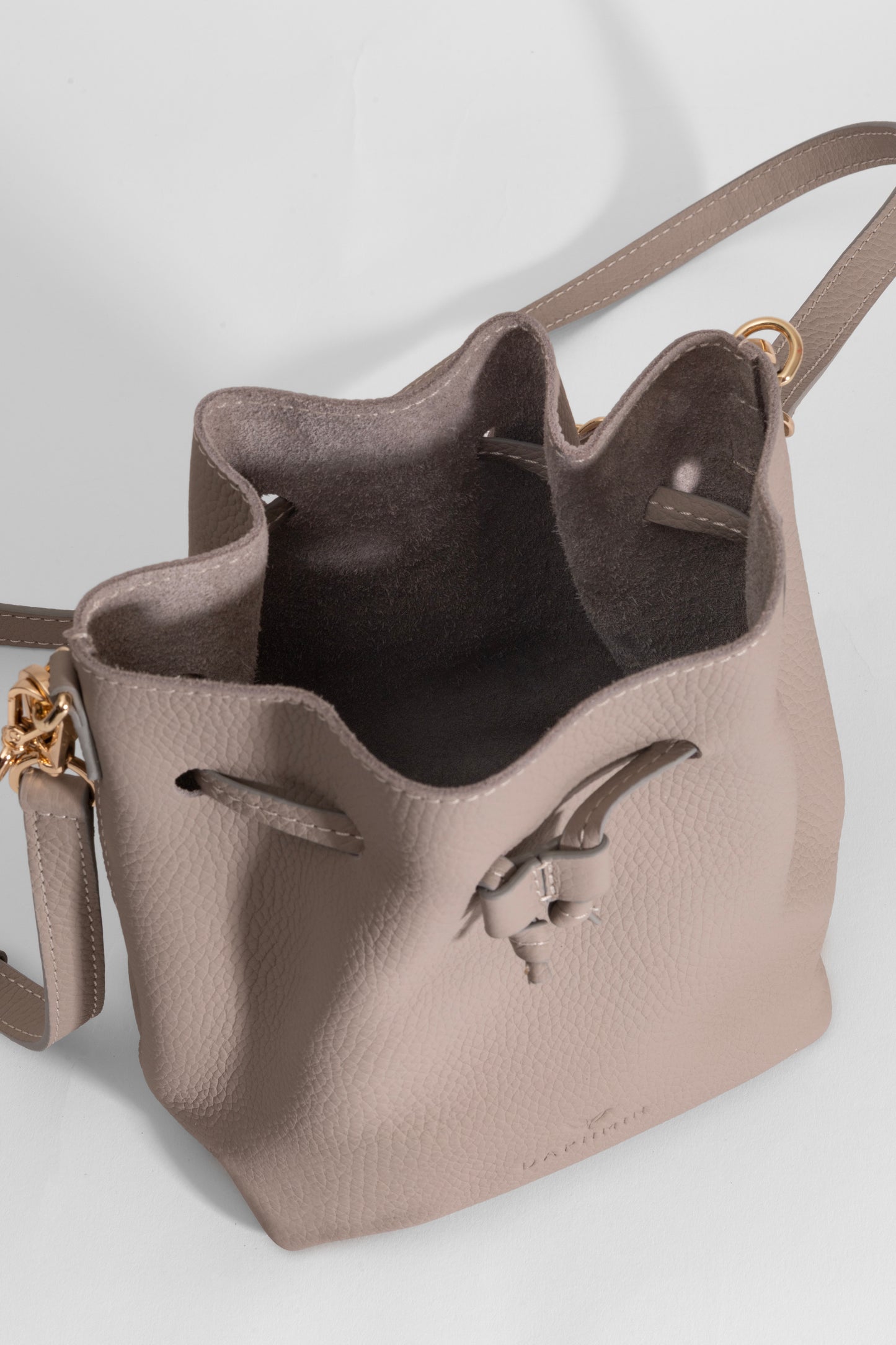 Sorellina Mini Bucket - Hakiki Deri Kum Büzgülü Çanta