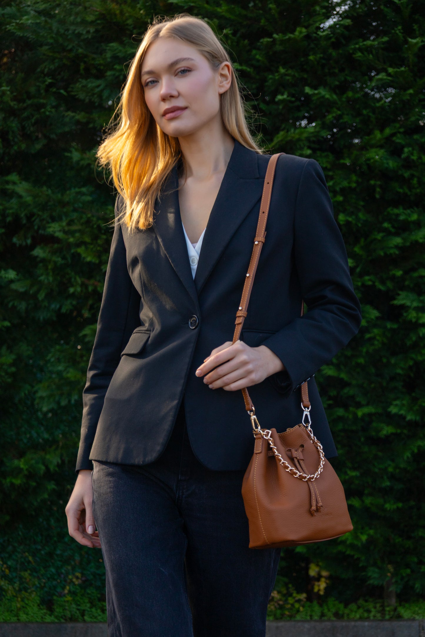 Sorellina Mini Bucket - Hakiki Deri Taba Büzgülü Çanta