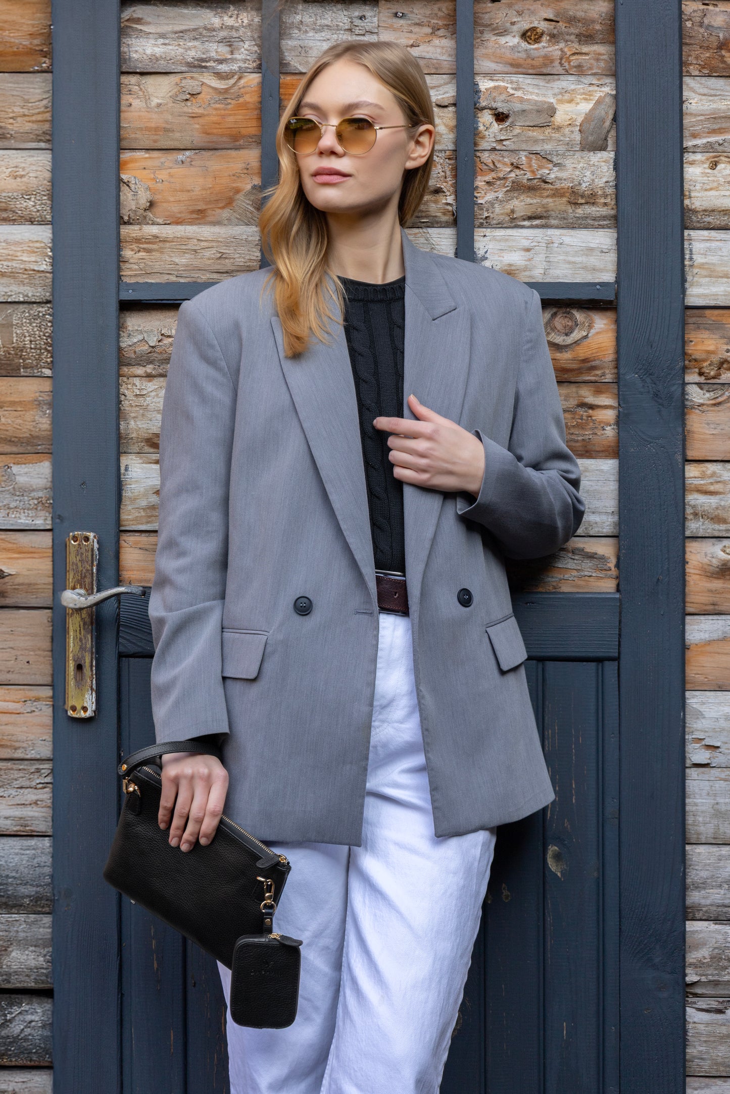 Carry Clutch - Kadın Hakiki Deri Omuz Askılı Siyah Portföy/Çapraz Çanta