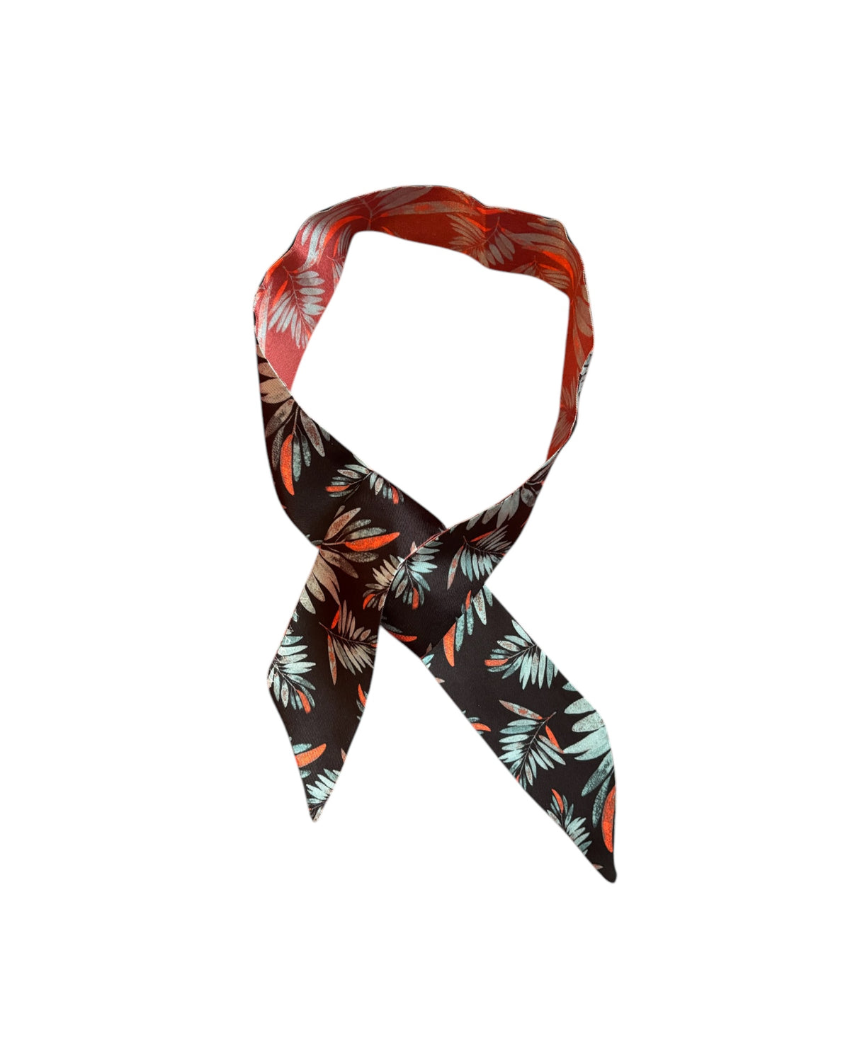 Noir Jardin Double-Sided Slim Silk Scarf, image 6