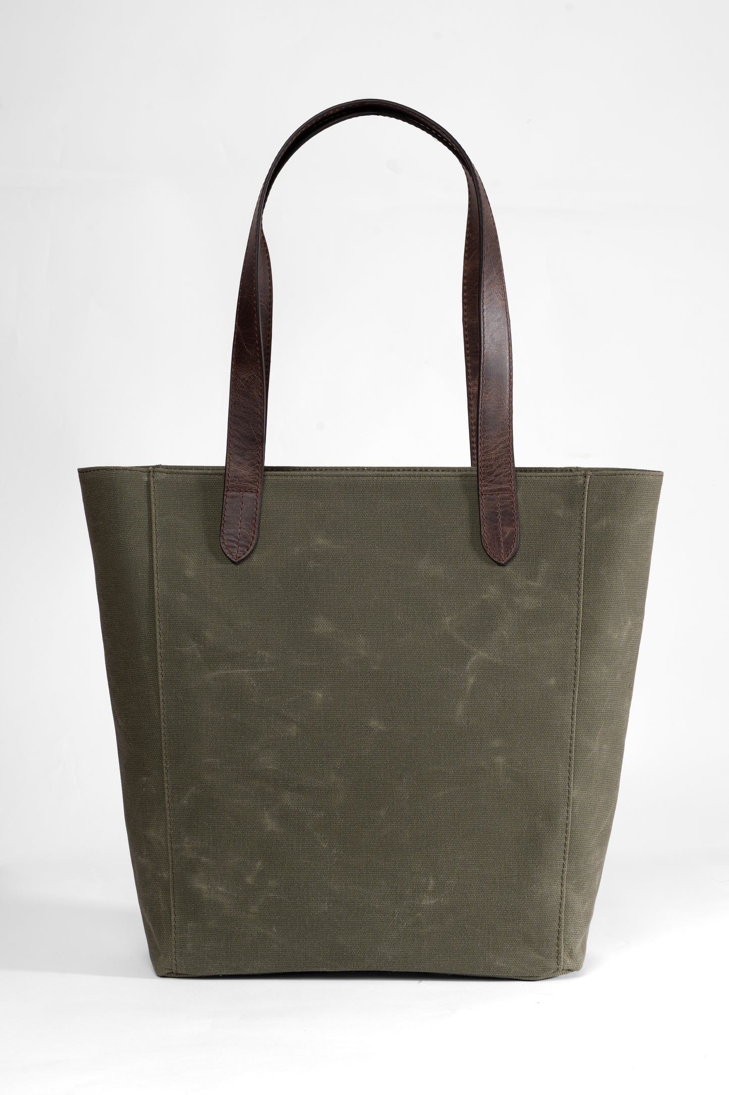 Daphne Everyday Large Kanvas Tote - Haki Omuz Çantası (Hakiki Deri Garnili)