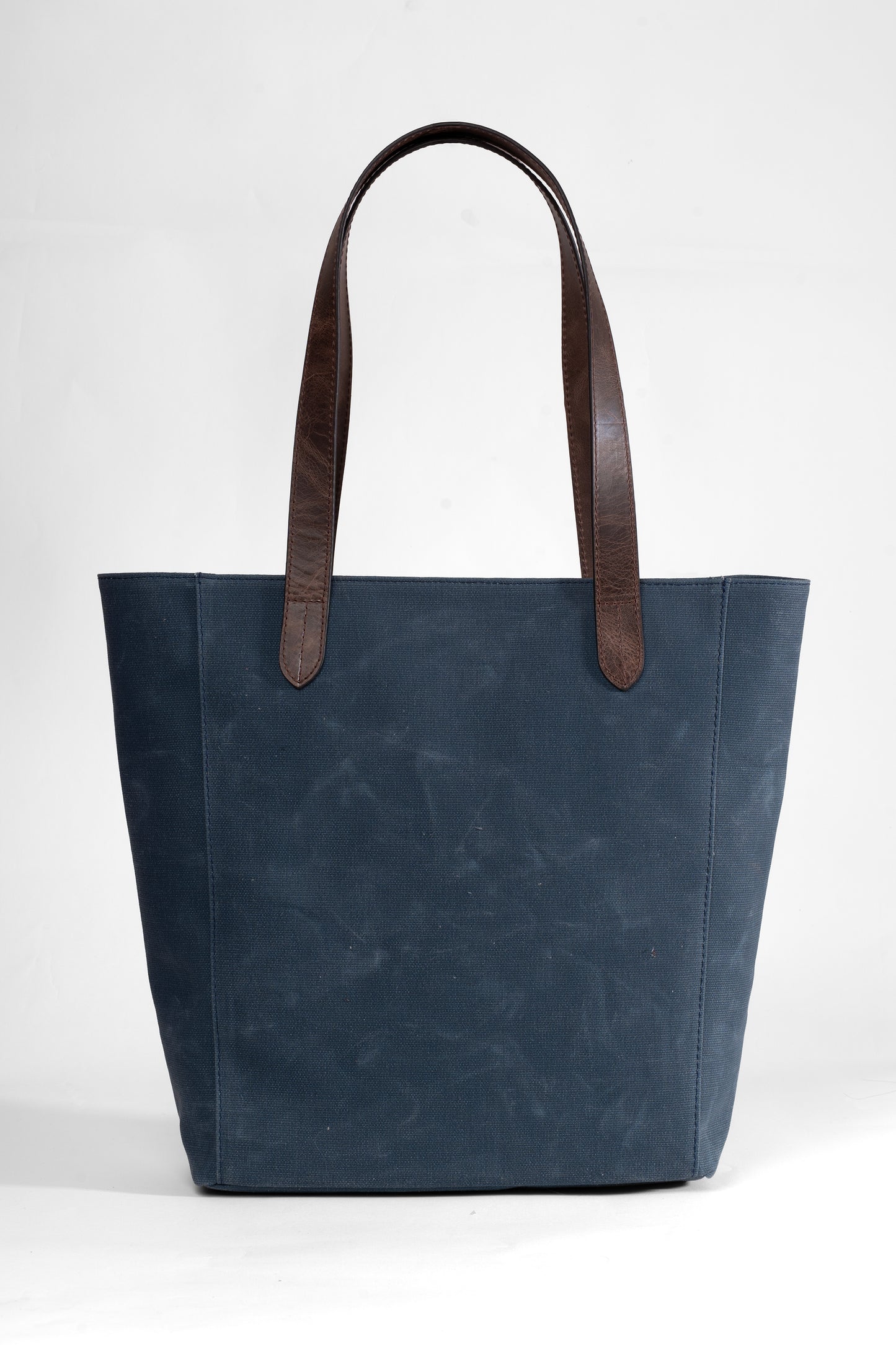 Daphne Everyday Large Kanvas Tote - Mavi Omuz Çantası (Hakiki Deri Garnili)