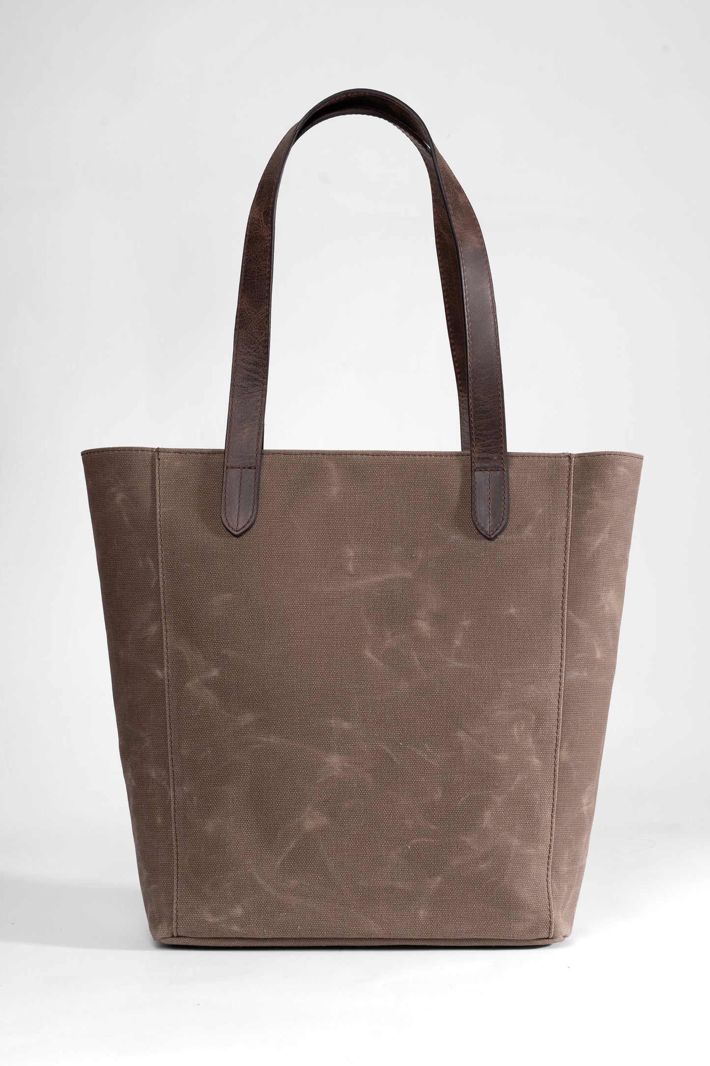 Daphne Everyday Large Kanvas Tote - Kahverengi Omuz Çantası (Hakiki Deri Garnili)