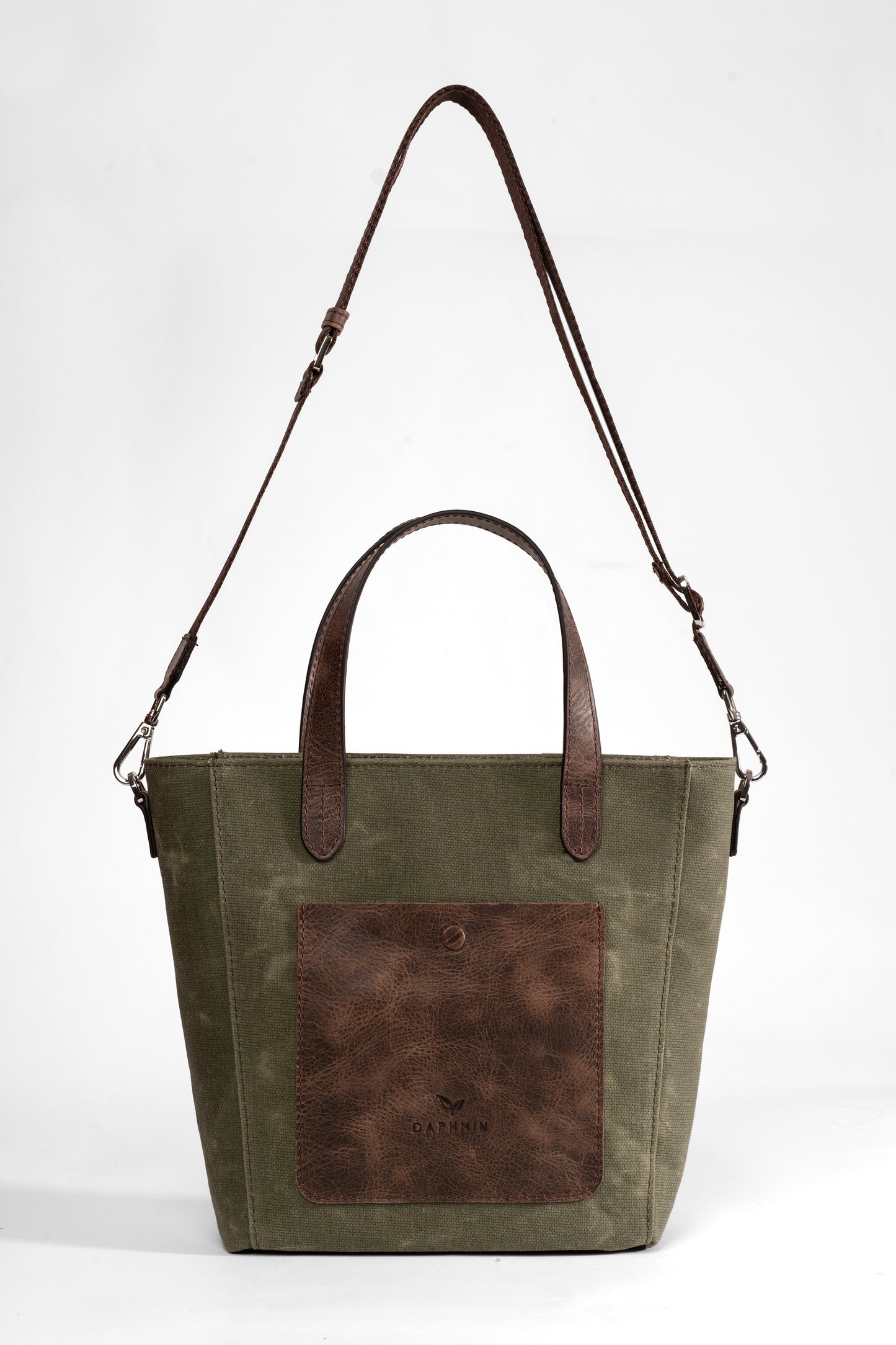 Daphne Flex Small Kanvas Tote - Haki El ve Omuz Çantası (Hakiki Deri Garnili)
