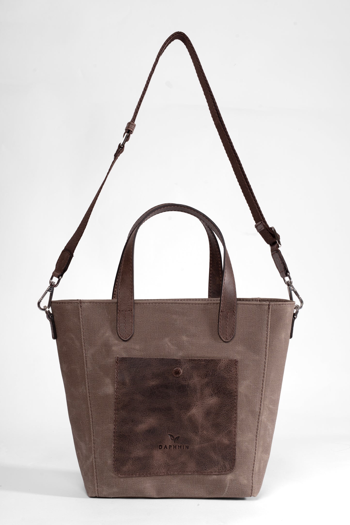 Daphne Flex Small Kanvas Tote - Kahverengi El ve Omuz Çantası (Hakiki Deri Garnili)